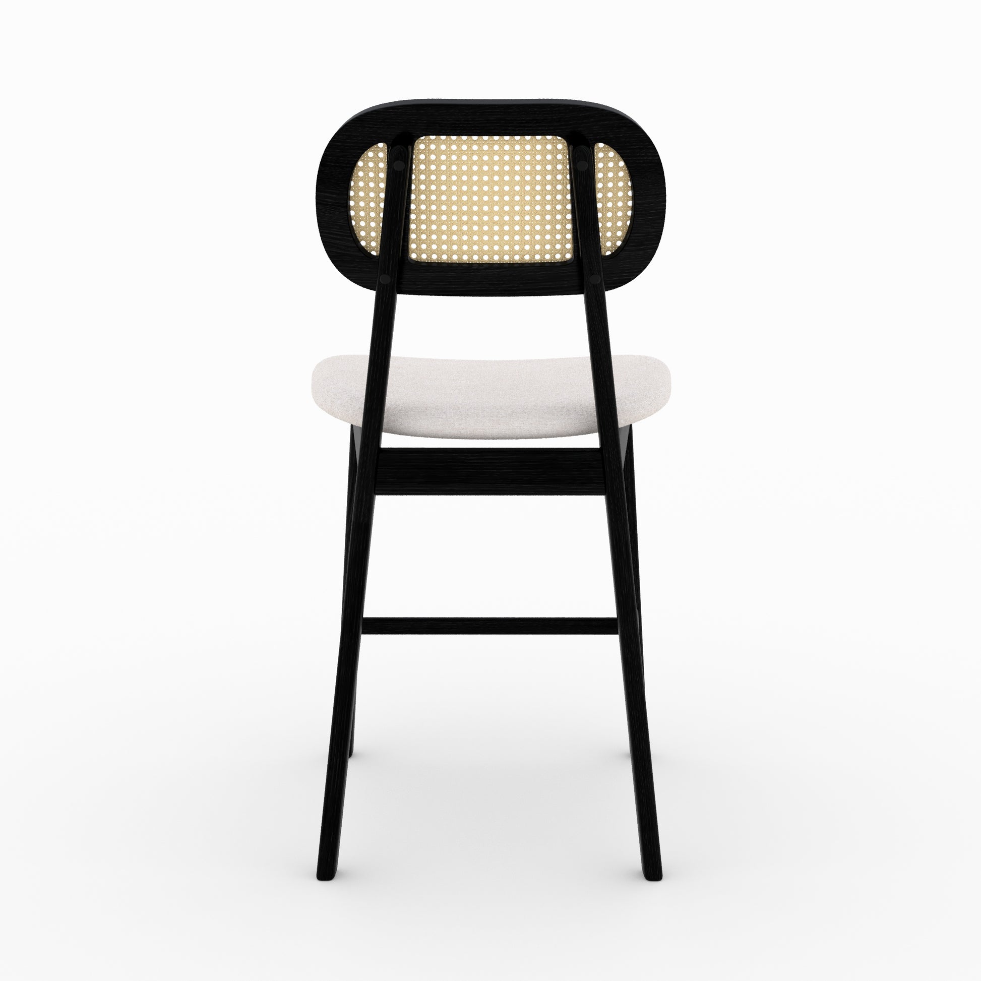 chaise de bar mi hauteur tissu beige et bois noir 64