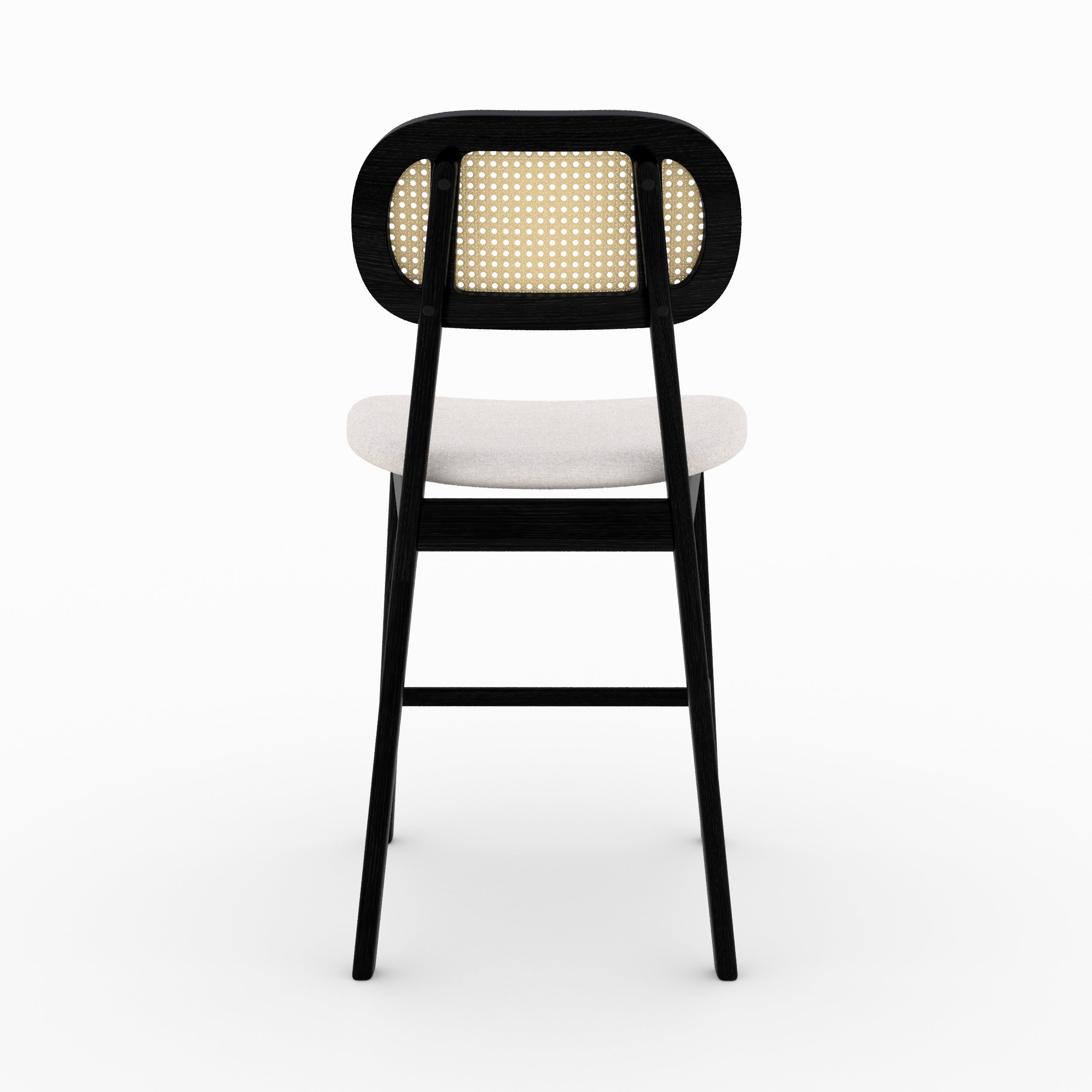 chaise de bar mi hauteur tissu beige et bois noir 64