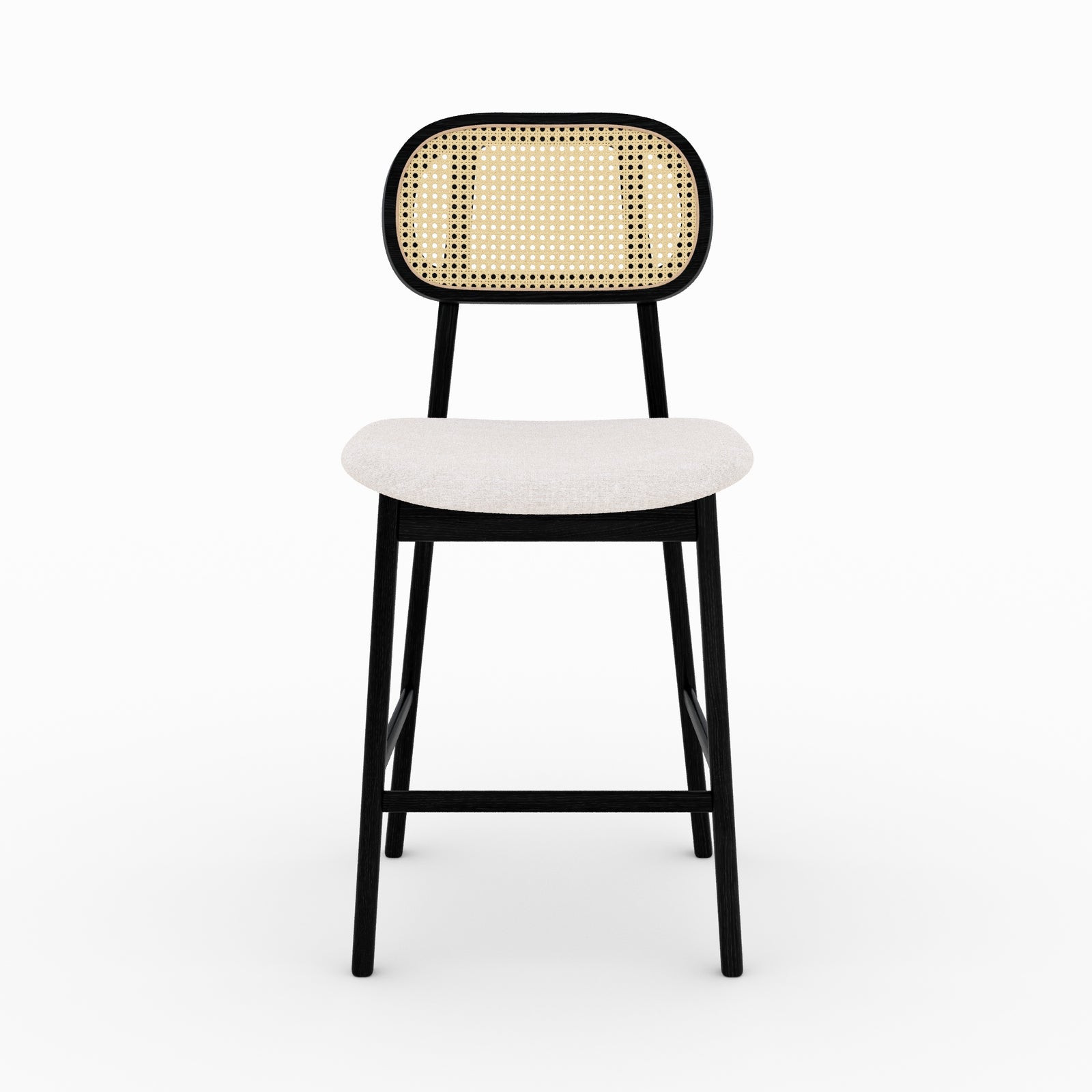 chaise de bar mi hauteur tissu beige et bois noir maria 64