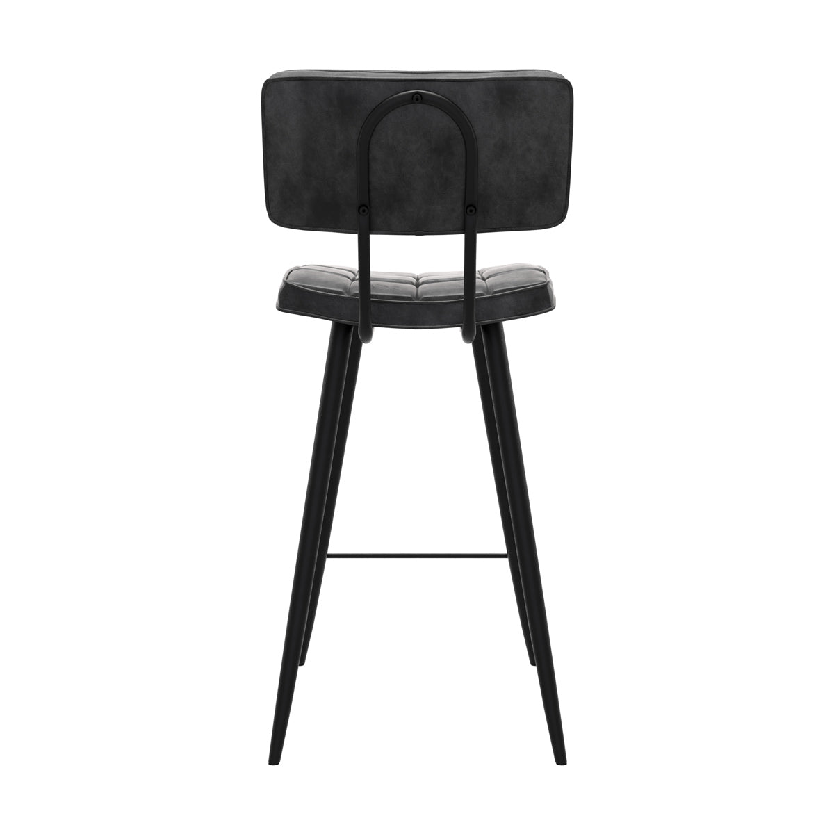 chaise de bar noire texas en cuir synthetique et pieds metal