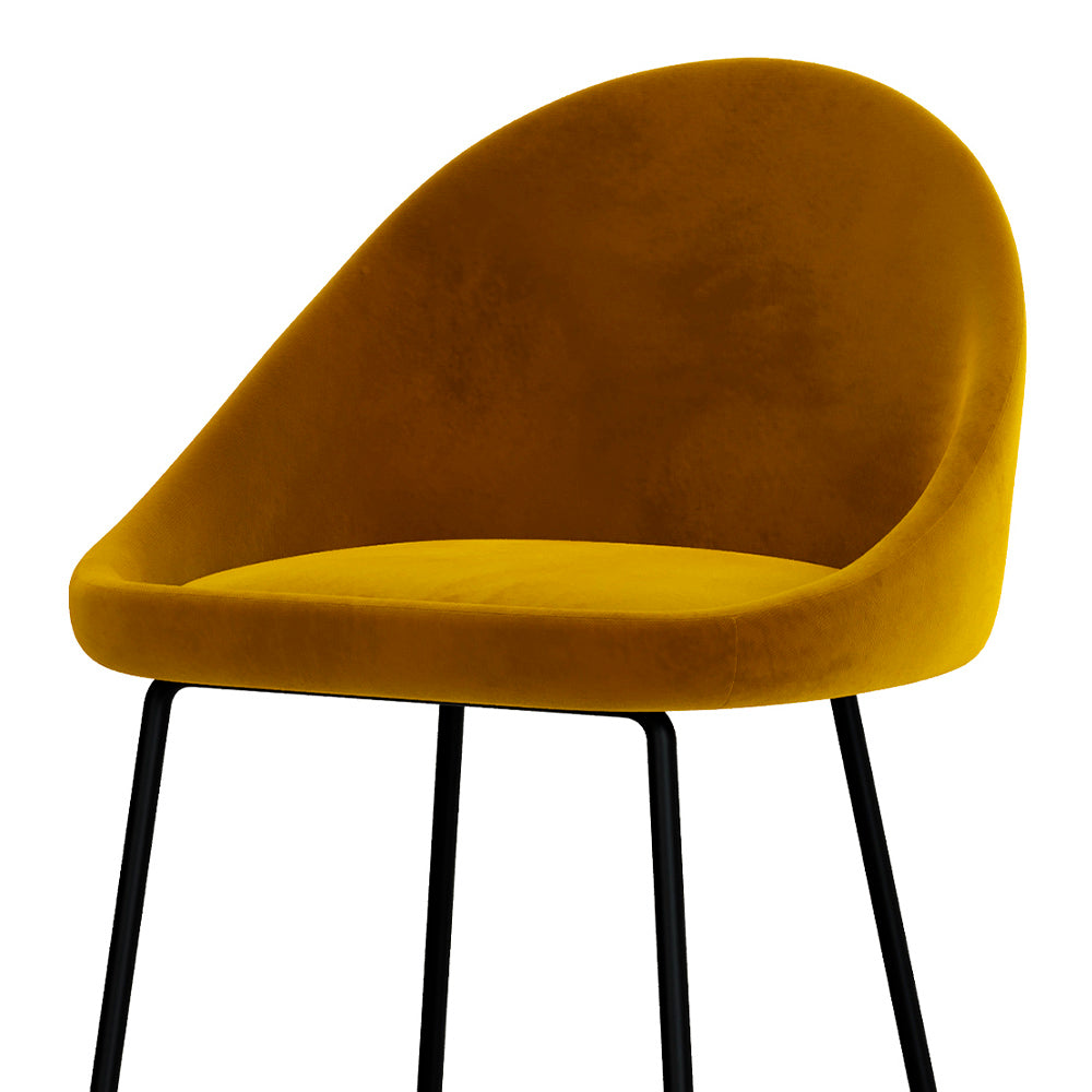 chaise de bar pieds metal noir velours jaune
                            