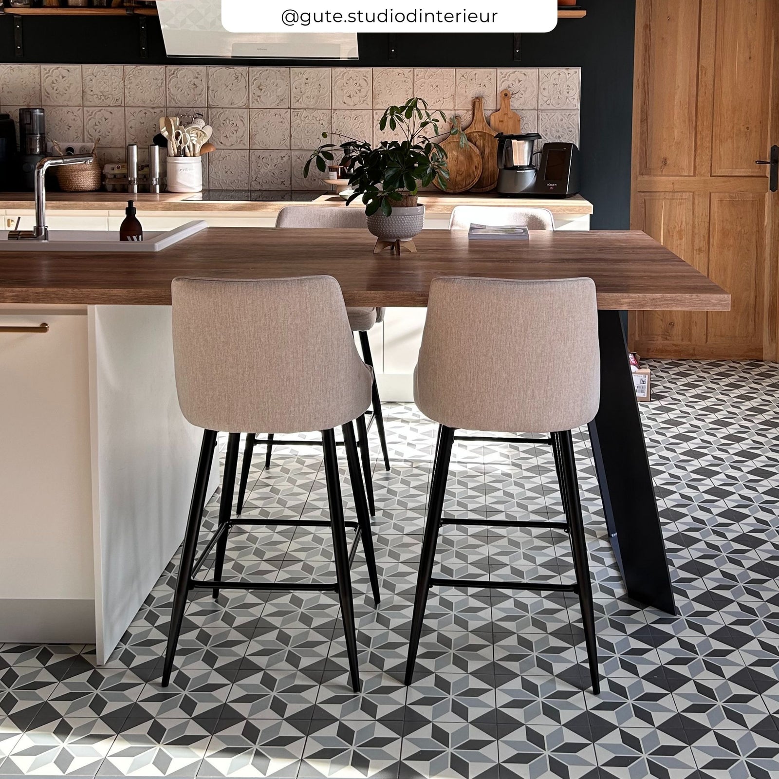 chaise de bar pipo tissu beige 66