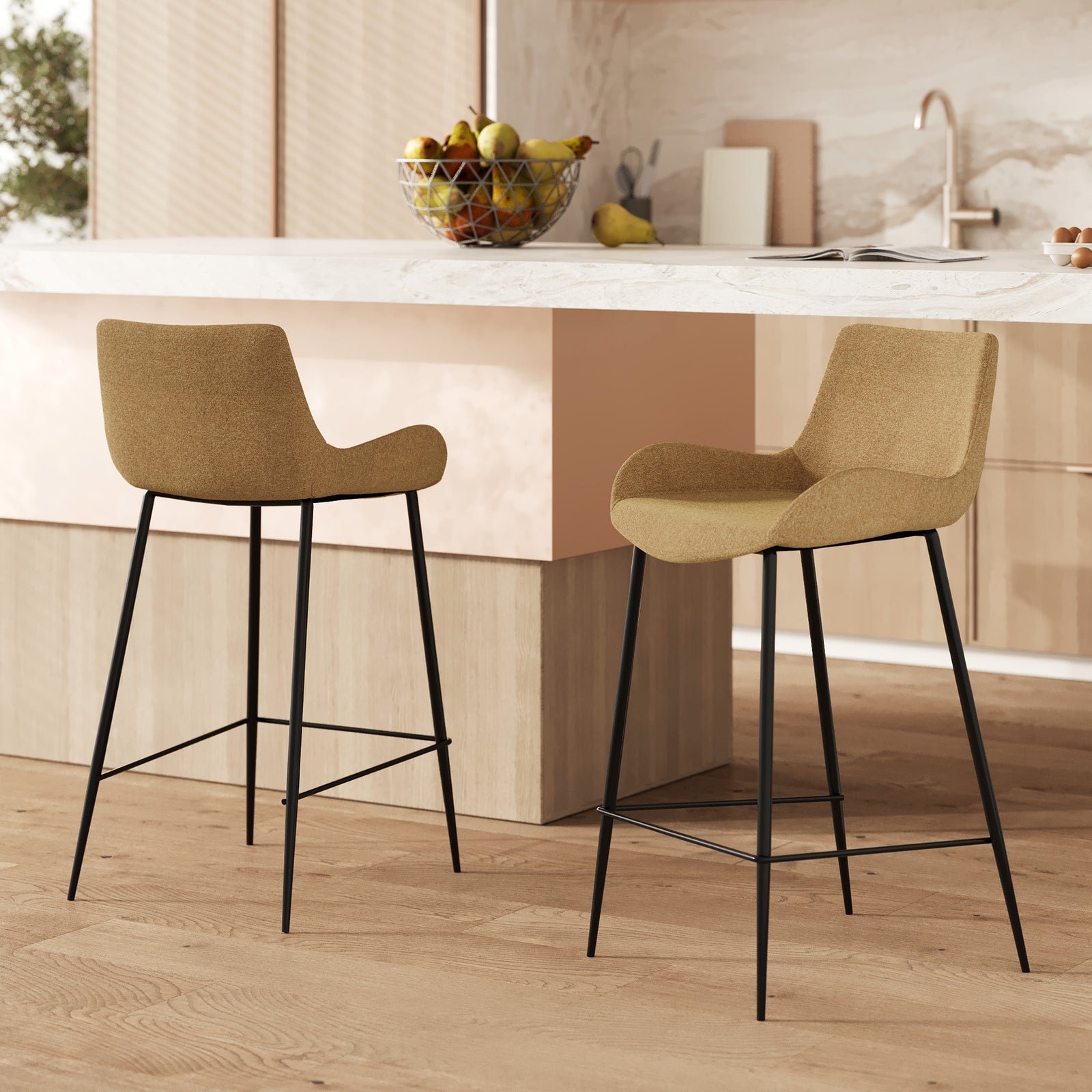 chaise de bar pirata tissu jaune 65 cm lot de 2