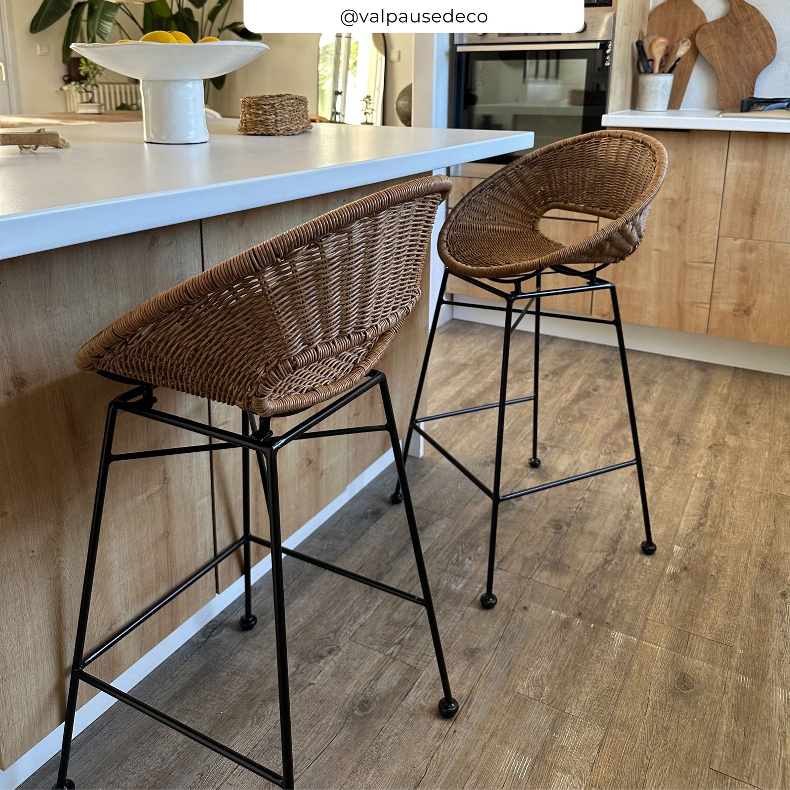 chaise de bar rava indoor et outdoor resine naturelle lot de 2