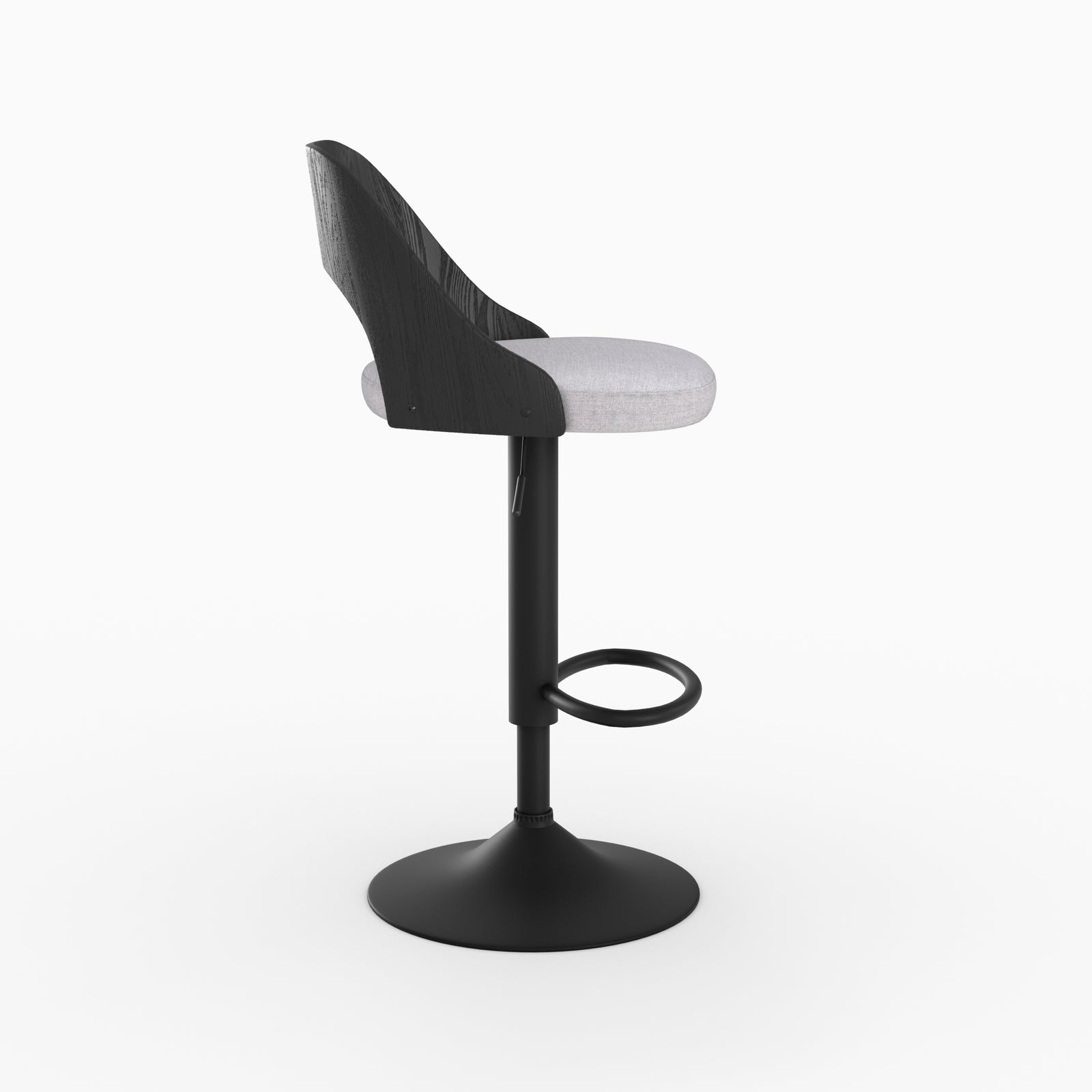 chaise de bar reglable 63 85 cm emily en tissu gris clair