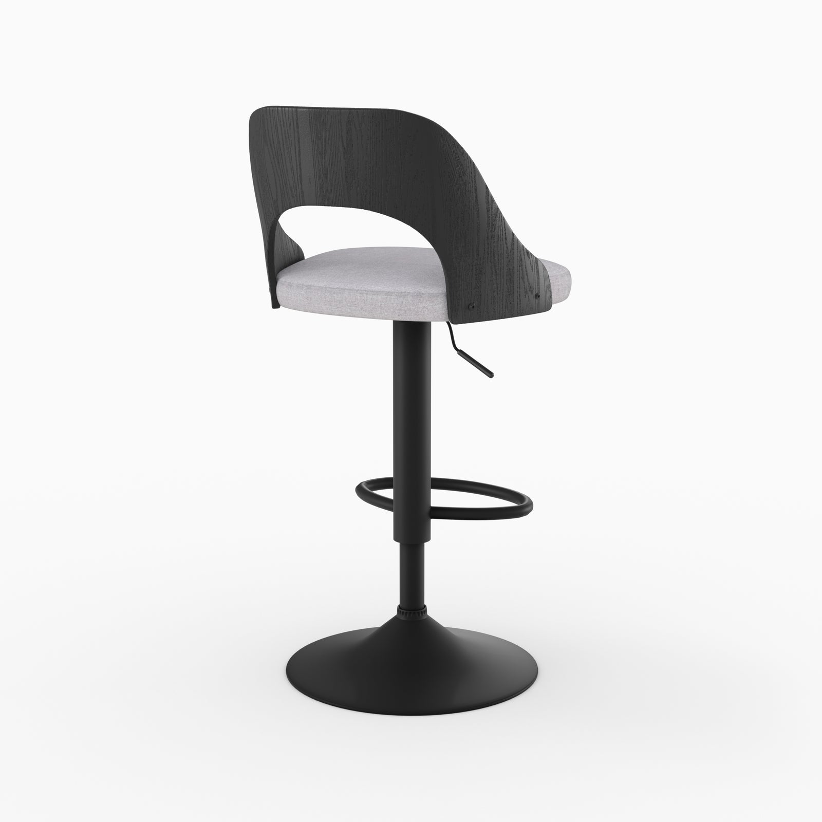 chaise de bar reglable 63 85 cm en tissu gris clair emily