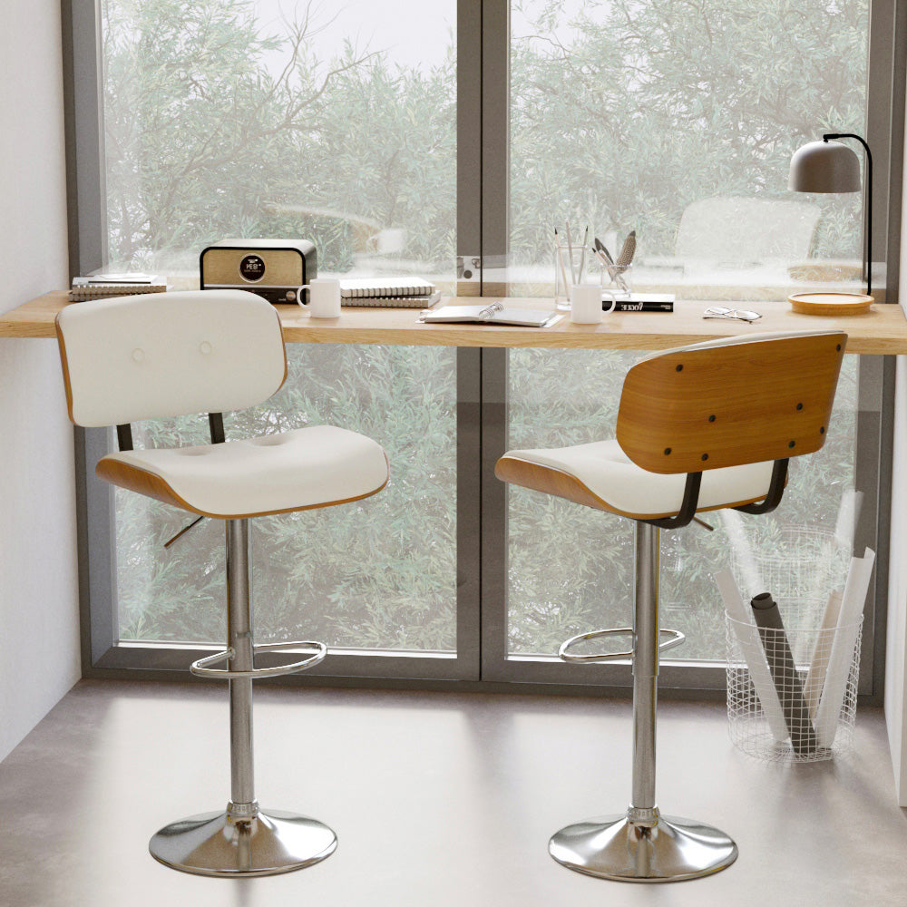 chaise de bar remboure et pivotante blanche