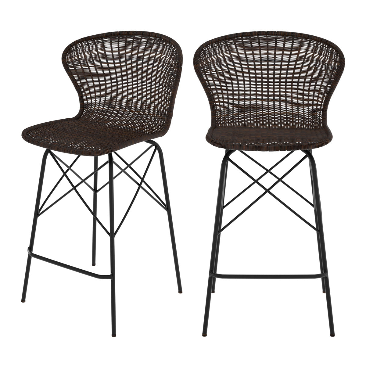 chaise de bar resine tressee marron ethnique palma