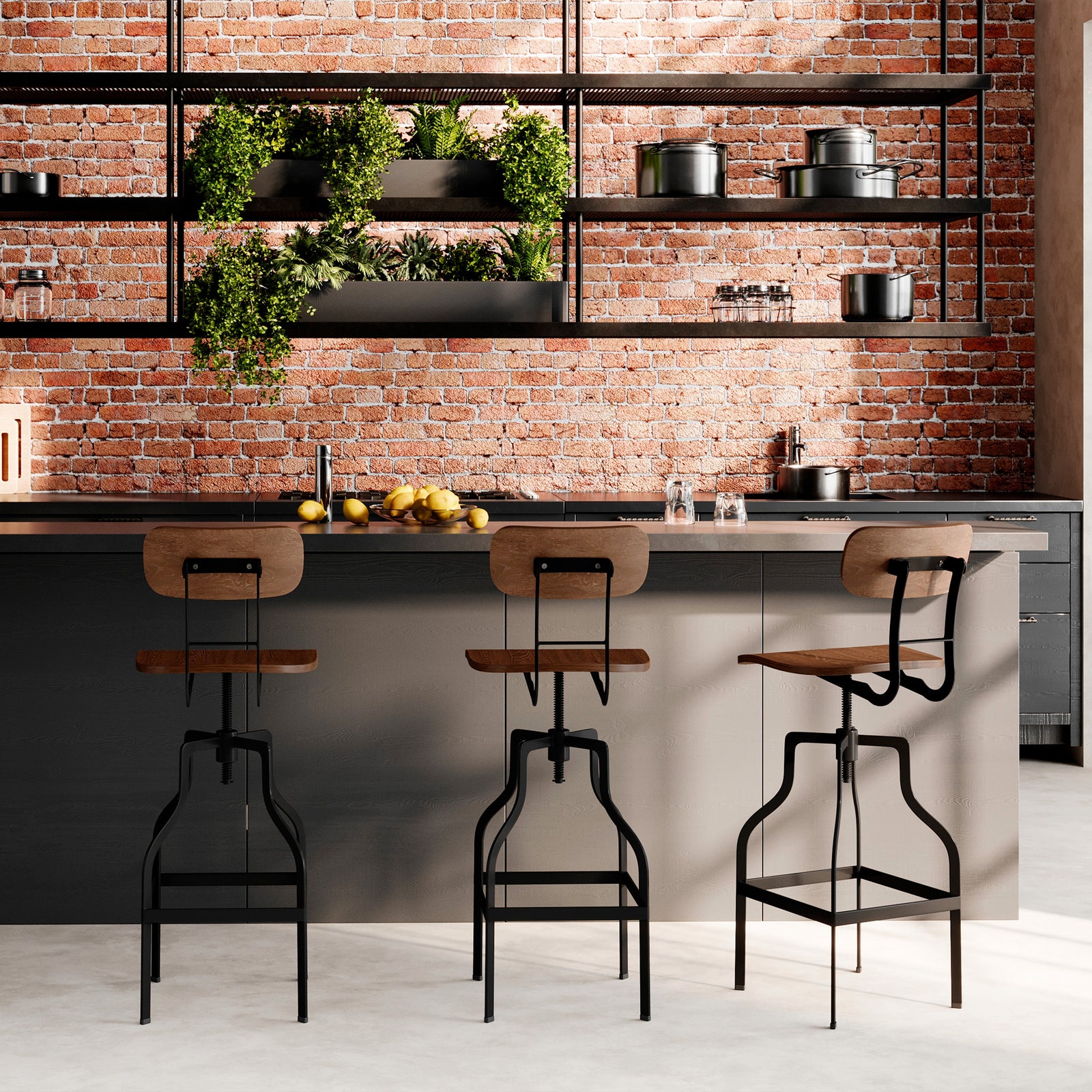 chaise de bar retro bois reglable 66 85 cm