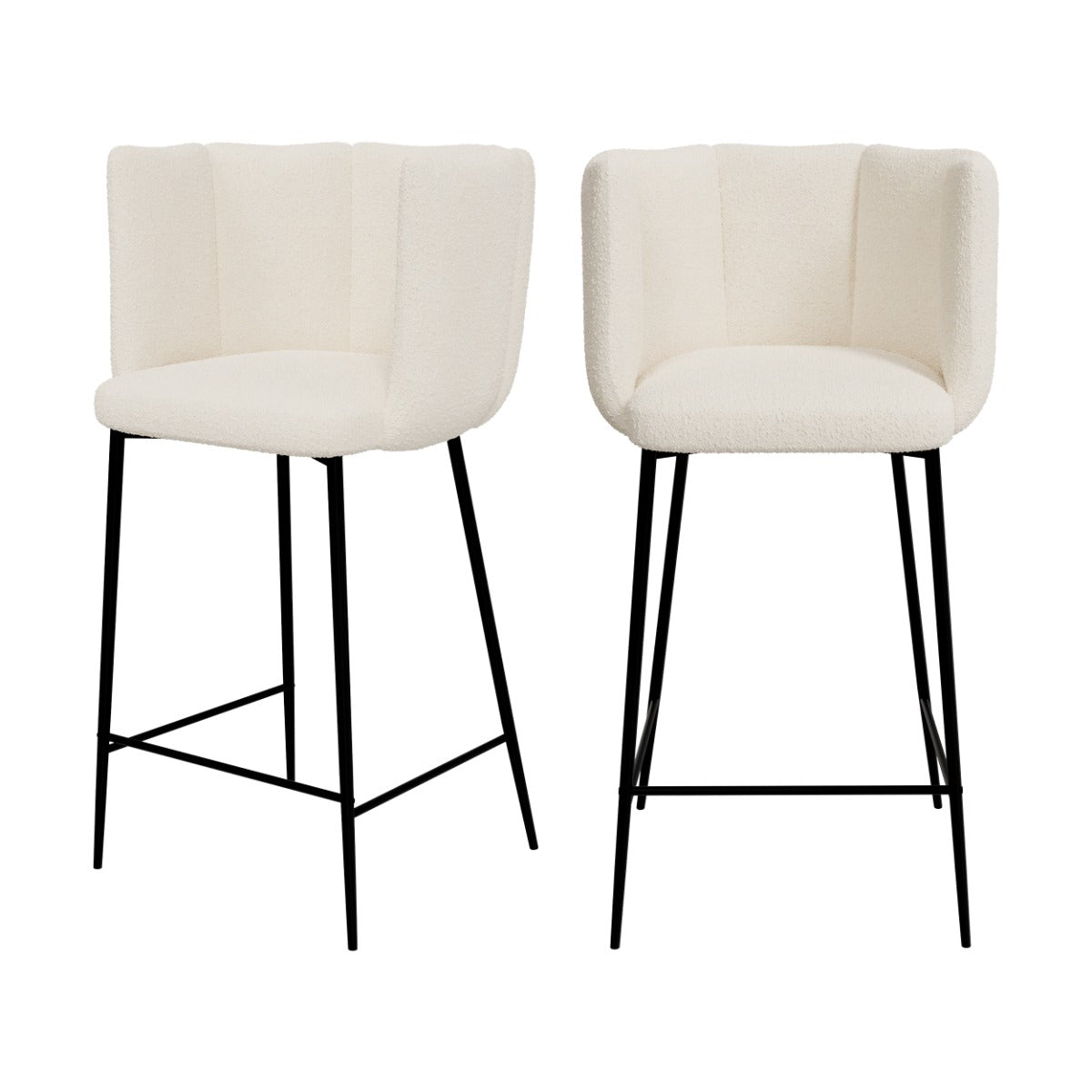 chaise de bar rosy en tissu boucle beige 65 cm lot de 2