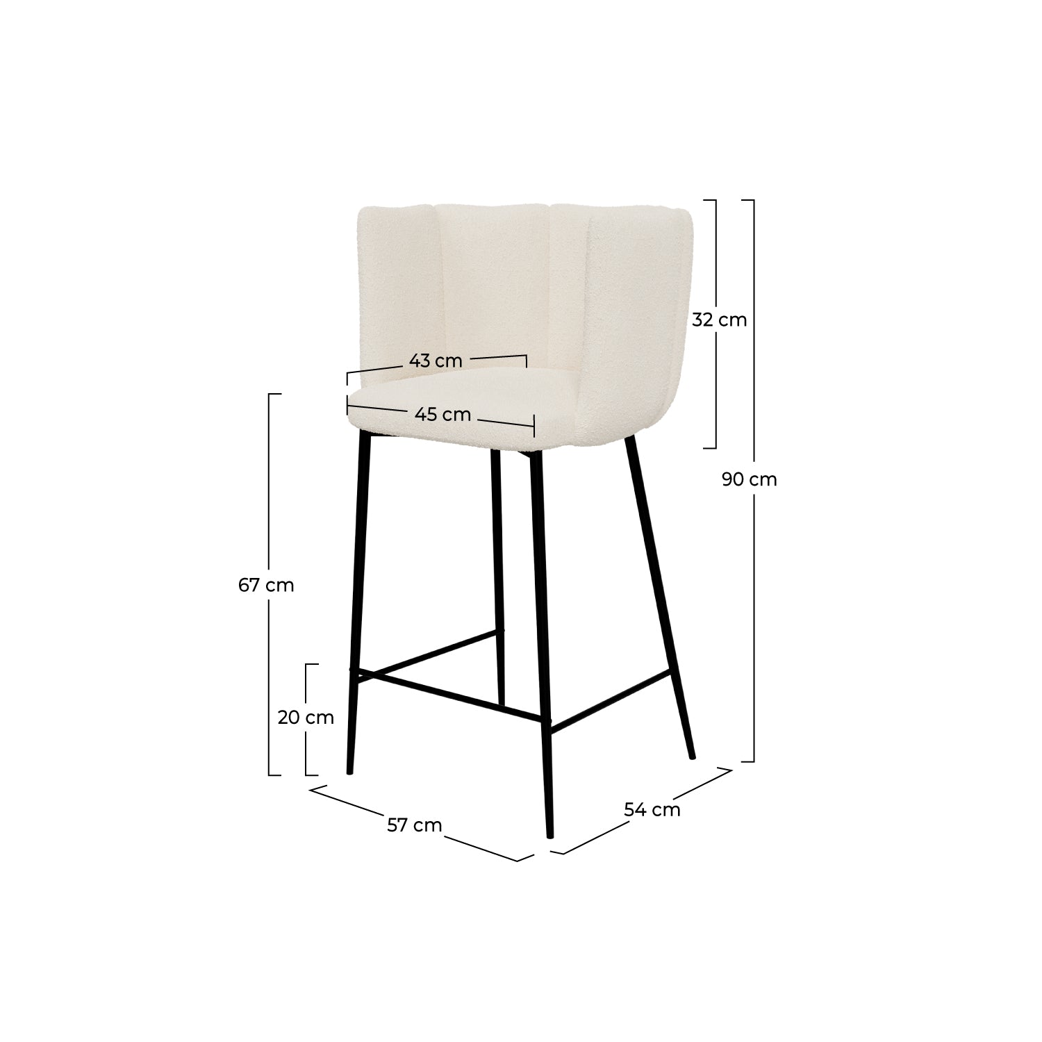 chaise de bar rosy en tissu boucle beige lot de 2_1