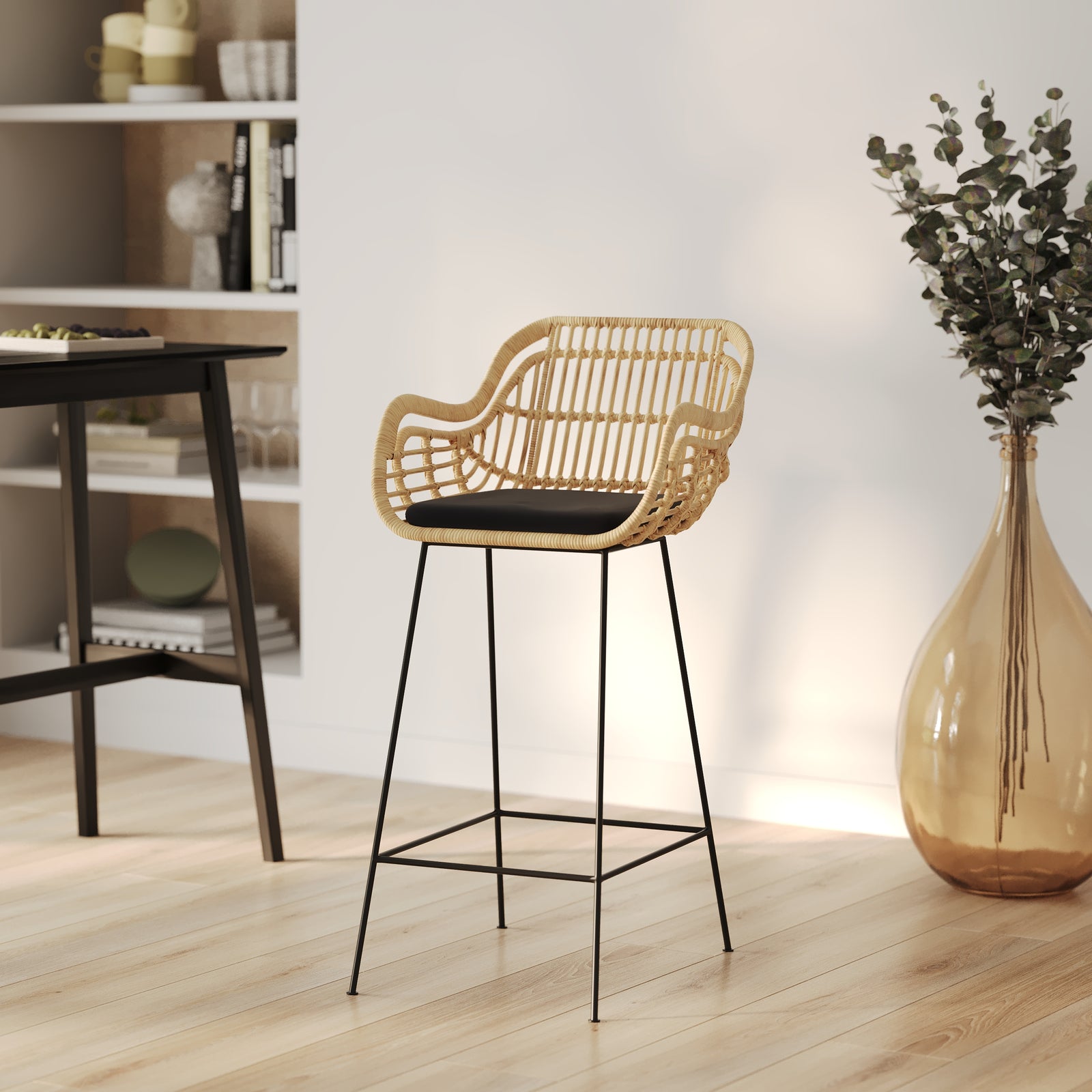 chaise de bar rotin et noir chiloe rdv deco