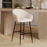 Chaise de bar Socky en tissu beige chiné 76 cm