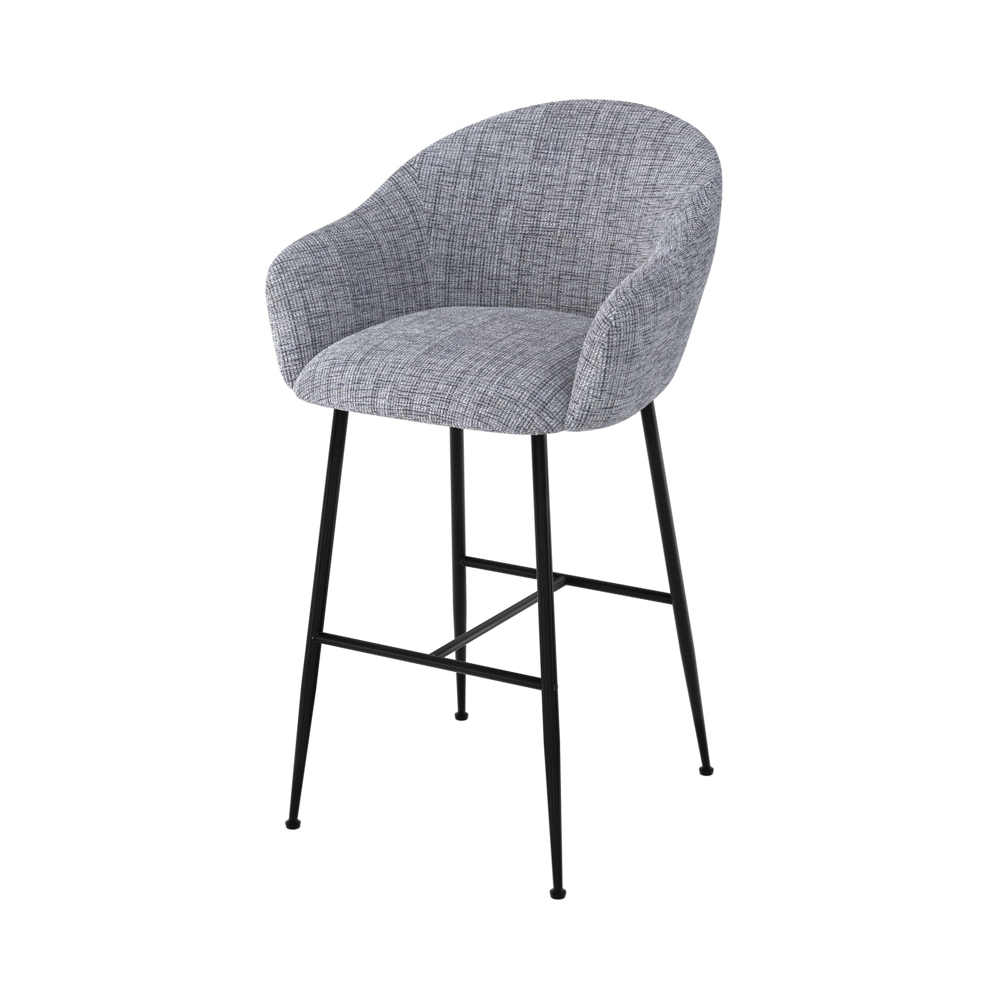 chaise de bar socky en tissu gris chine 76 cm fond blanc