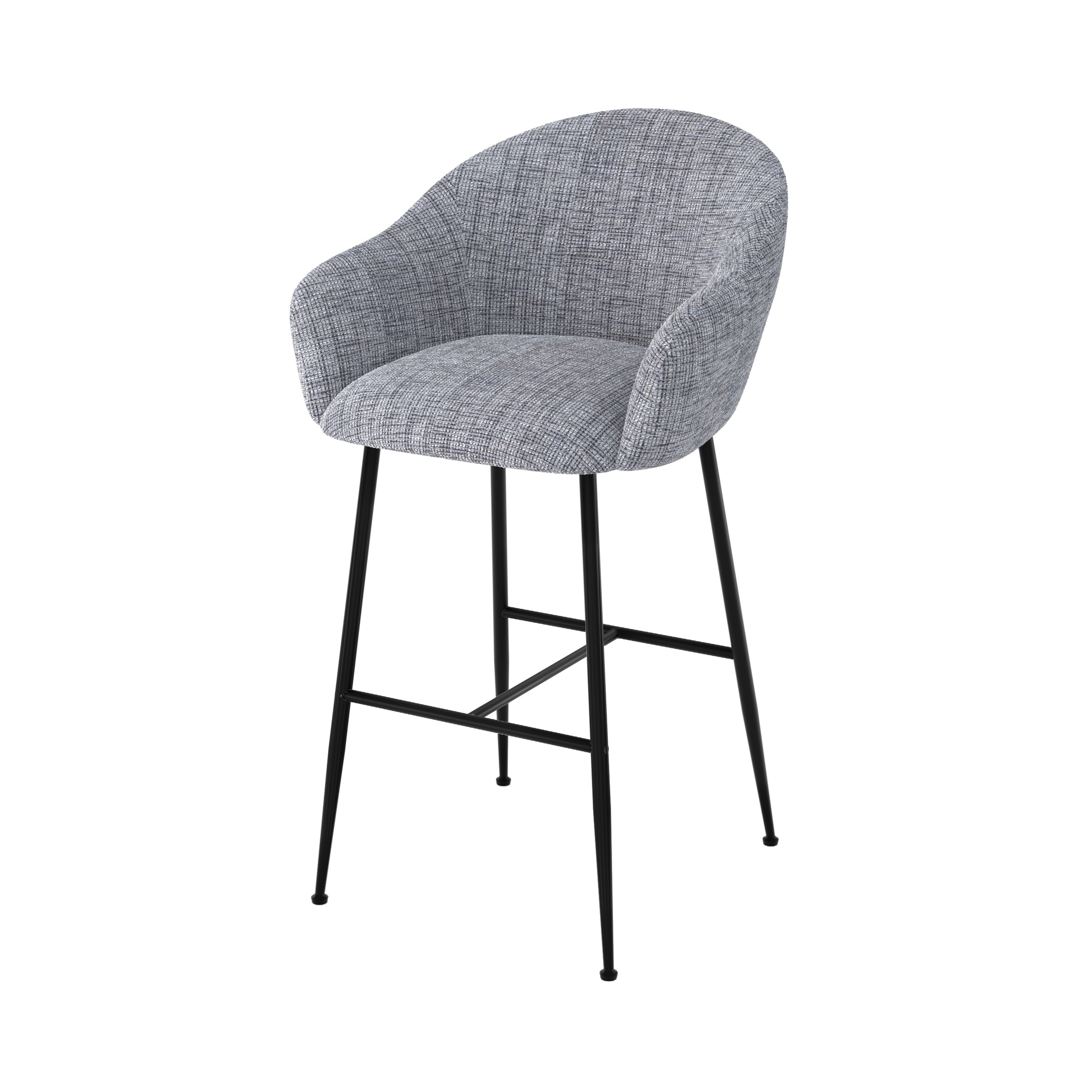 chaise de bar socky en tissu gris chine 76 cm fond blanc