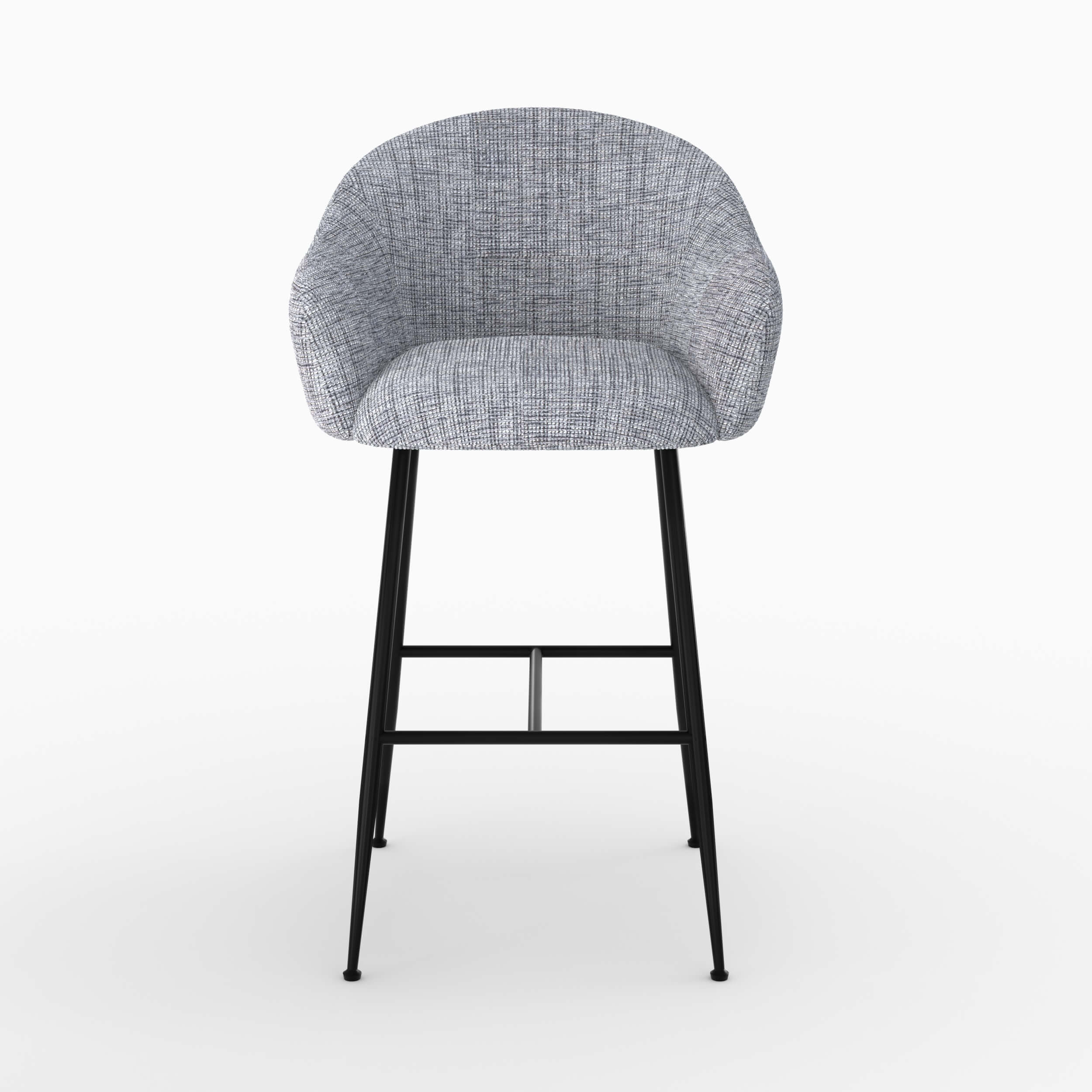 chaise de bar socky tissu gris chine 76 cm pieds noirs