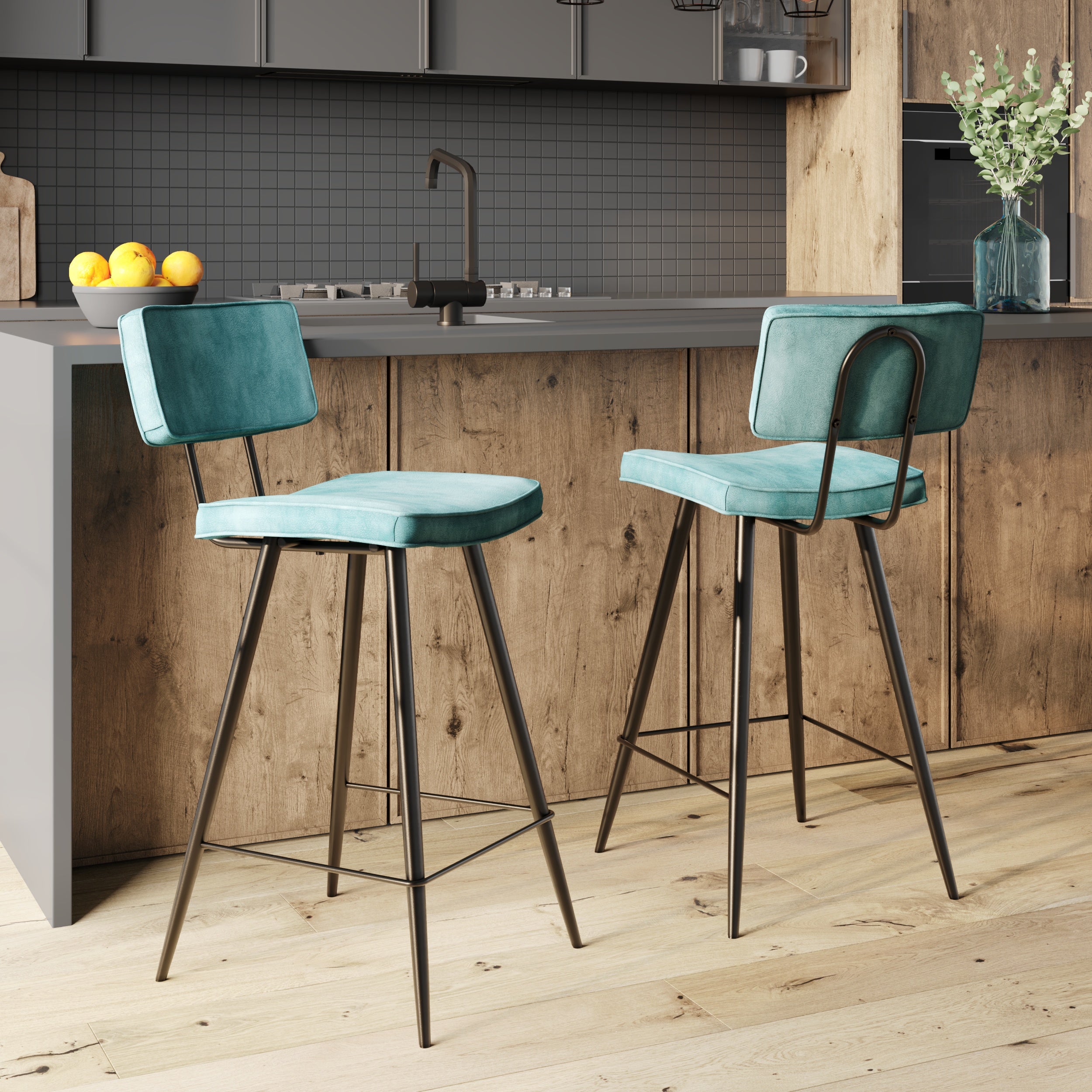 chaise de bar texas bleue 66 cm lot de 2