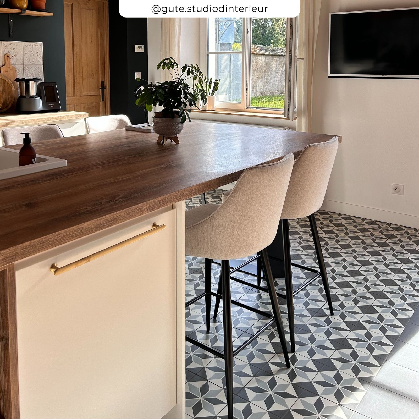 chaise de bar tissu beige 66