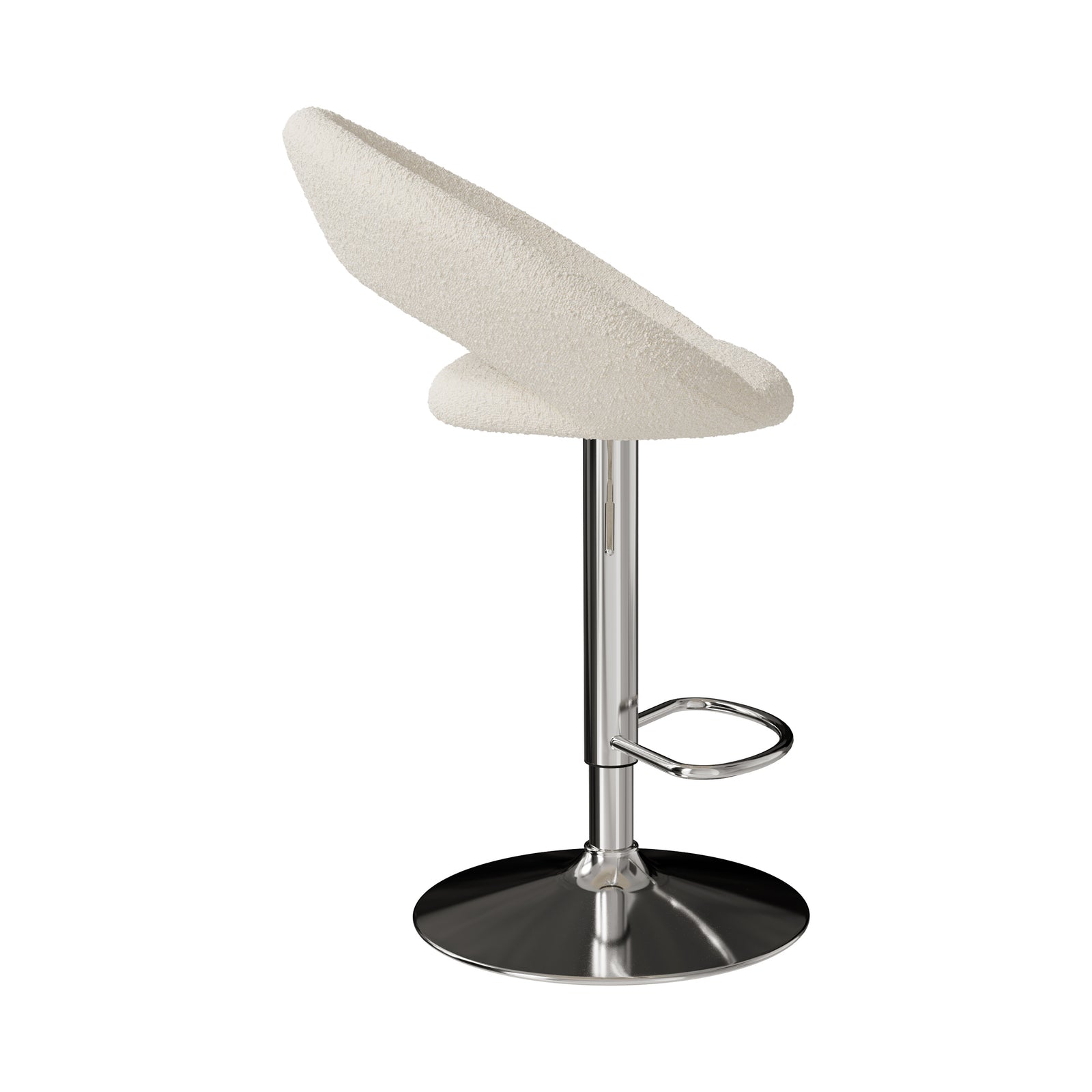 chaise de bar tissu boucle creme reglable cloclo