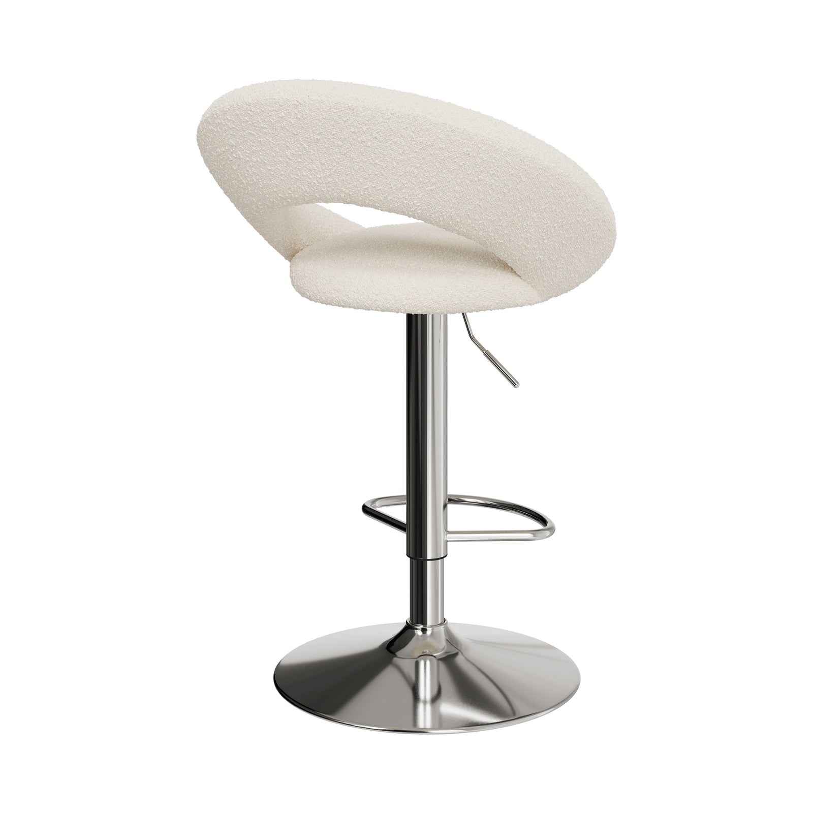 chaise de bar tissu creme boucle cloclo reglable