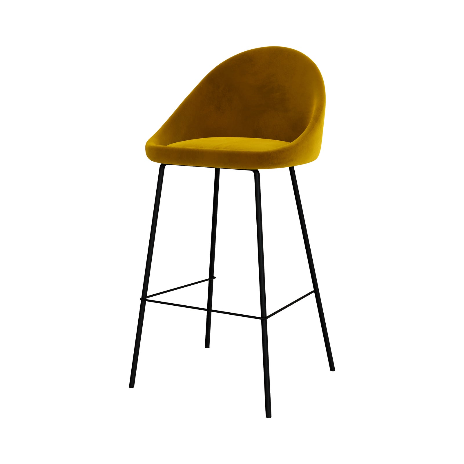chaise de bar velours jaune pieds metal noir misty
                            