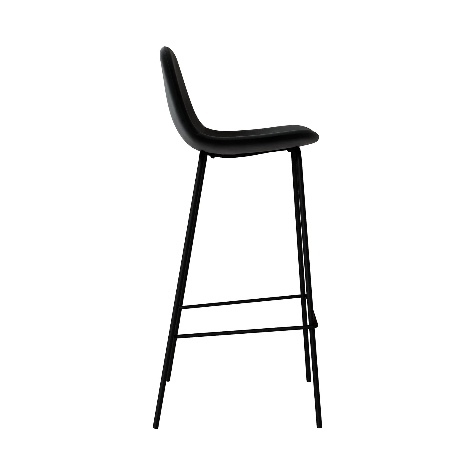 henrik chaise de bar velours noir pieds metal noir 75cm
                            