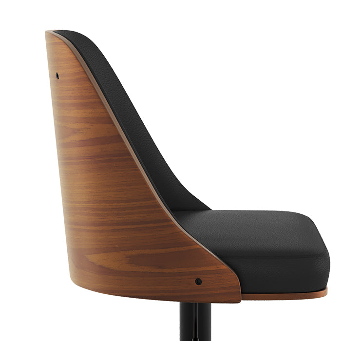 chaise de bar vintage georges cuir synthetique et bois fonce