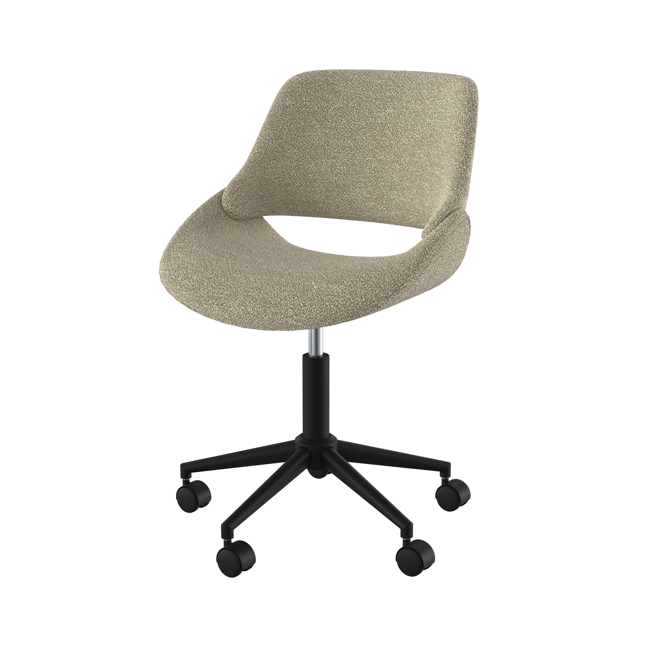 chaise de bureau dune pivotante et reglable en tissu boucle beige