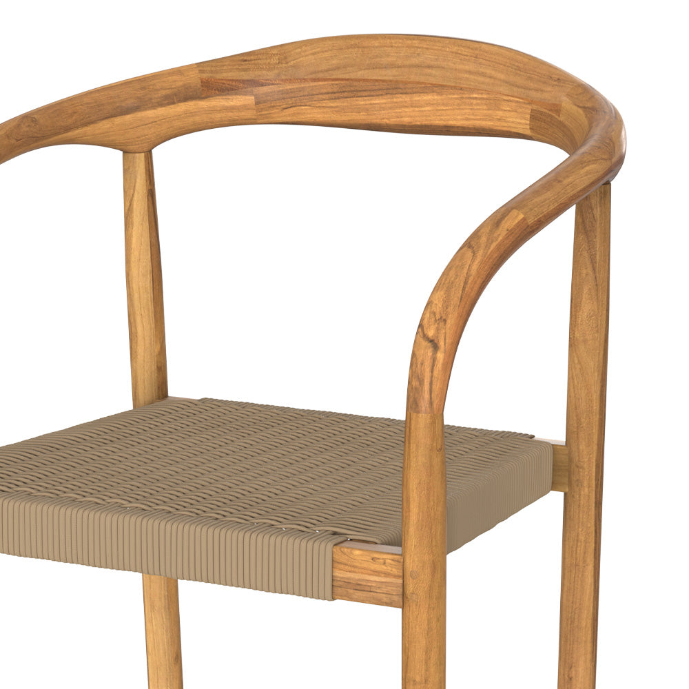 chaise de jardin corde tressee grise bois de teck lanza