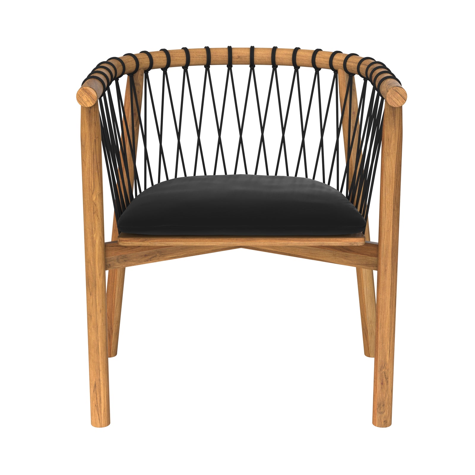 chaise de jardin en bois de teck et tissu noir yago