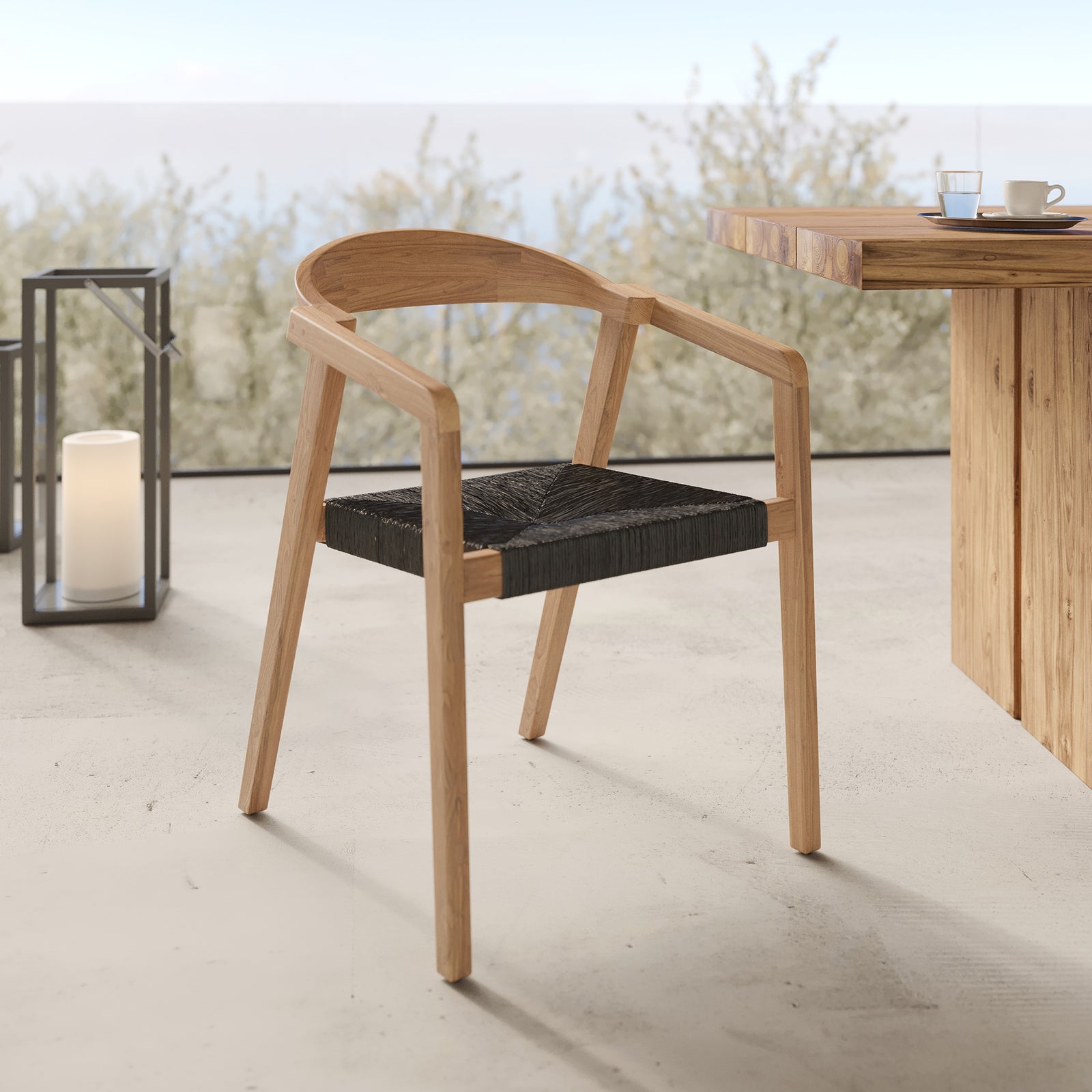 chaise de jardin en bois de teck recycle et rotin synthetique malio rdv deco