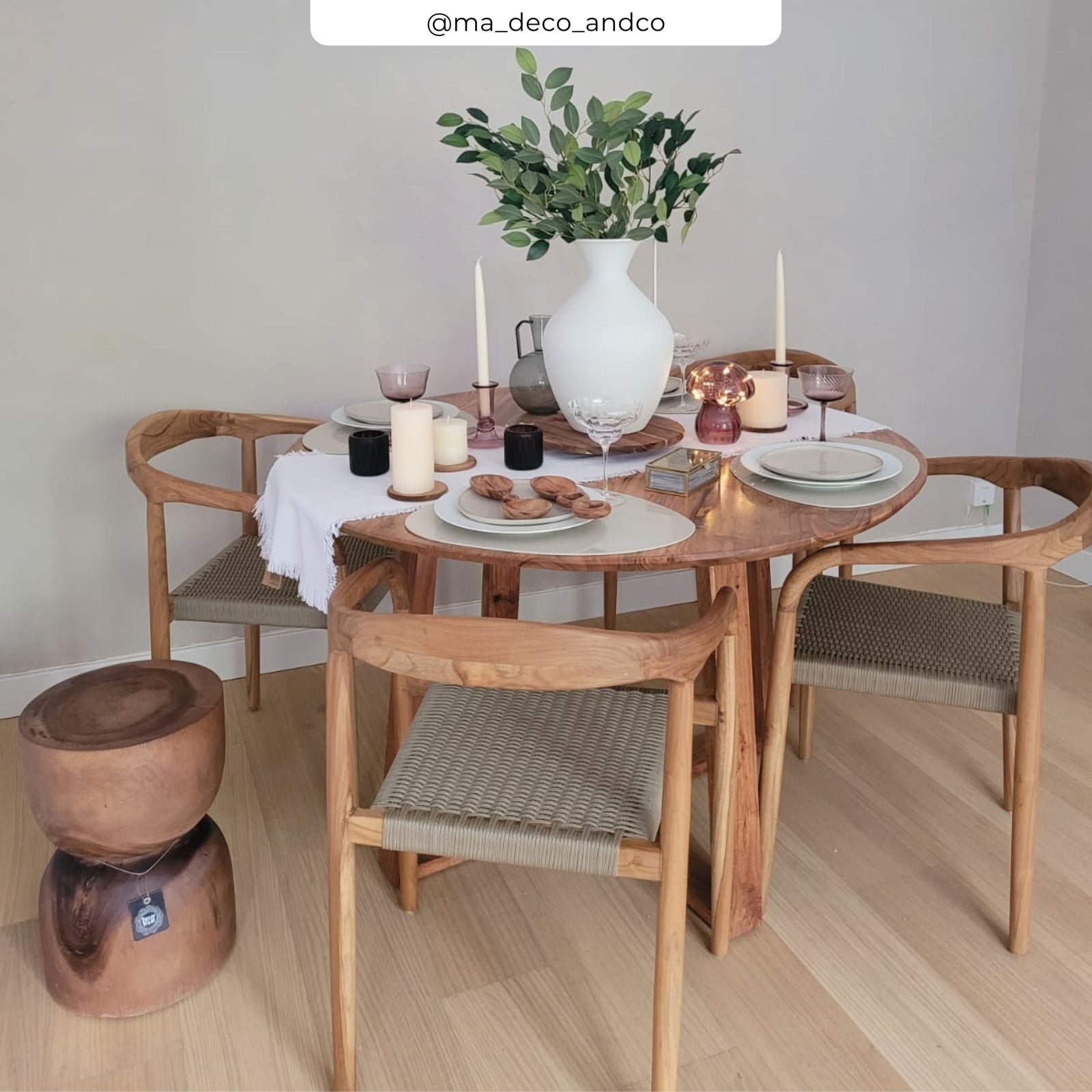 chaise de jardin en corde tressee grise et bois de teck lanza exterieur