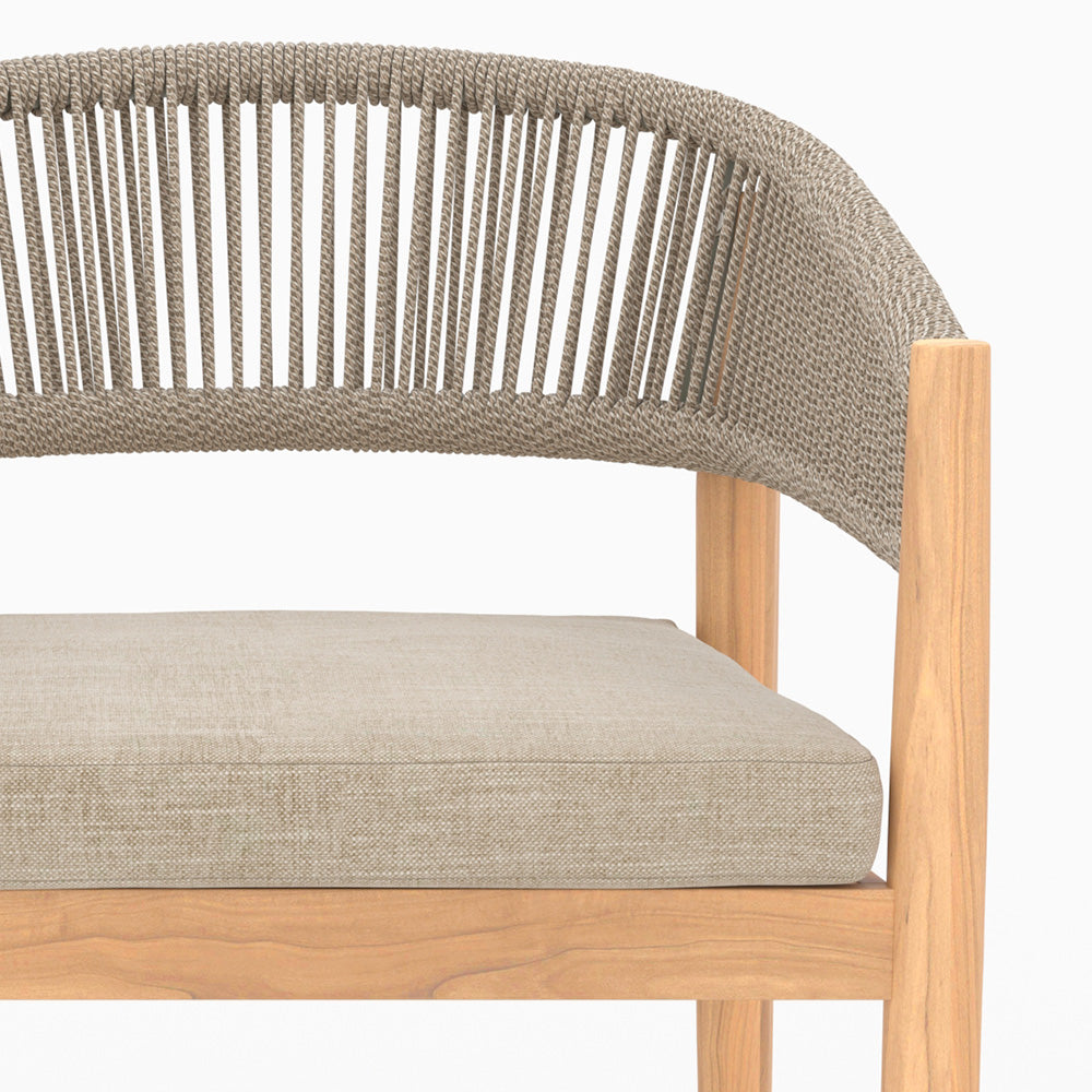 chaise de jardin izia tissu beige et bois acacia fond beige