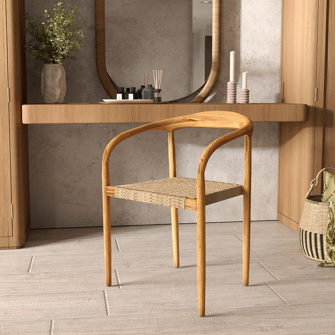 chaise de jardin lanza tressee en corde grise et bois unite