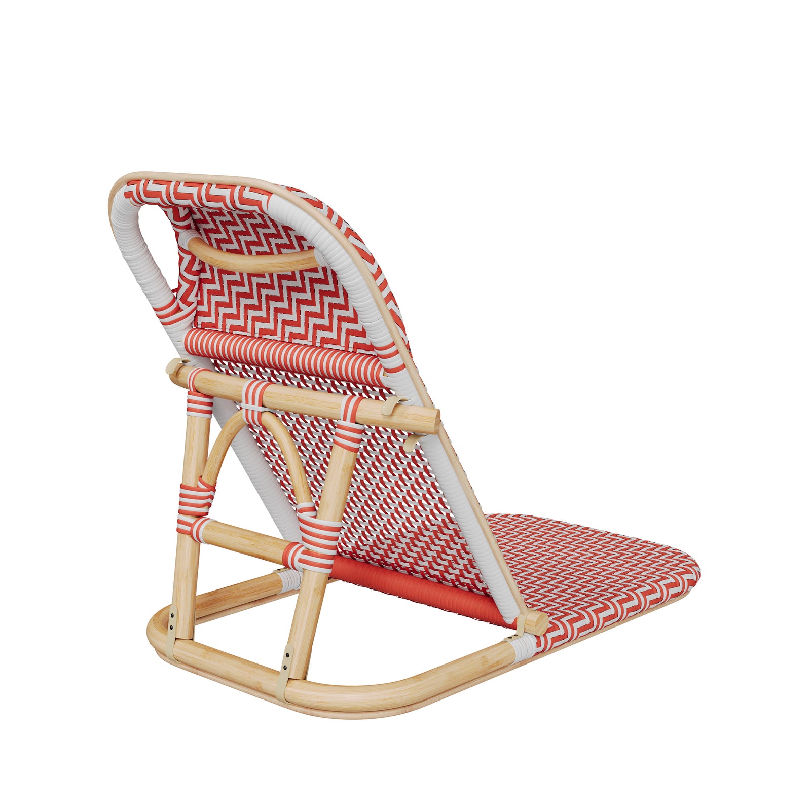 chaise de plage orange pliable en tissage synthetique favignana