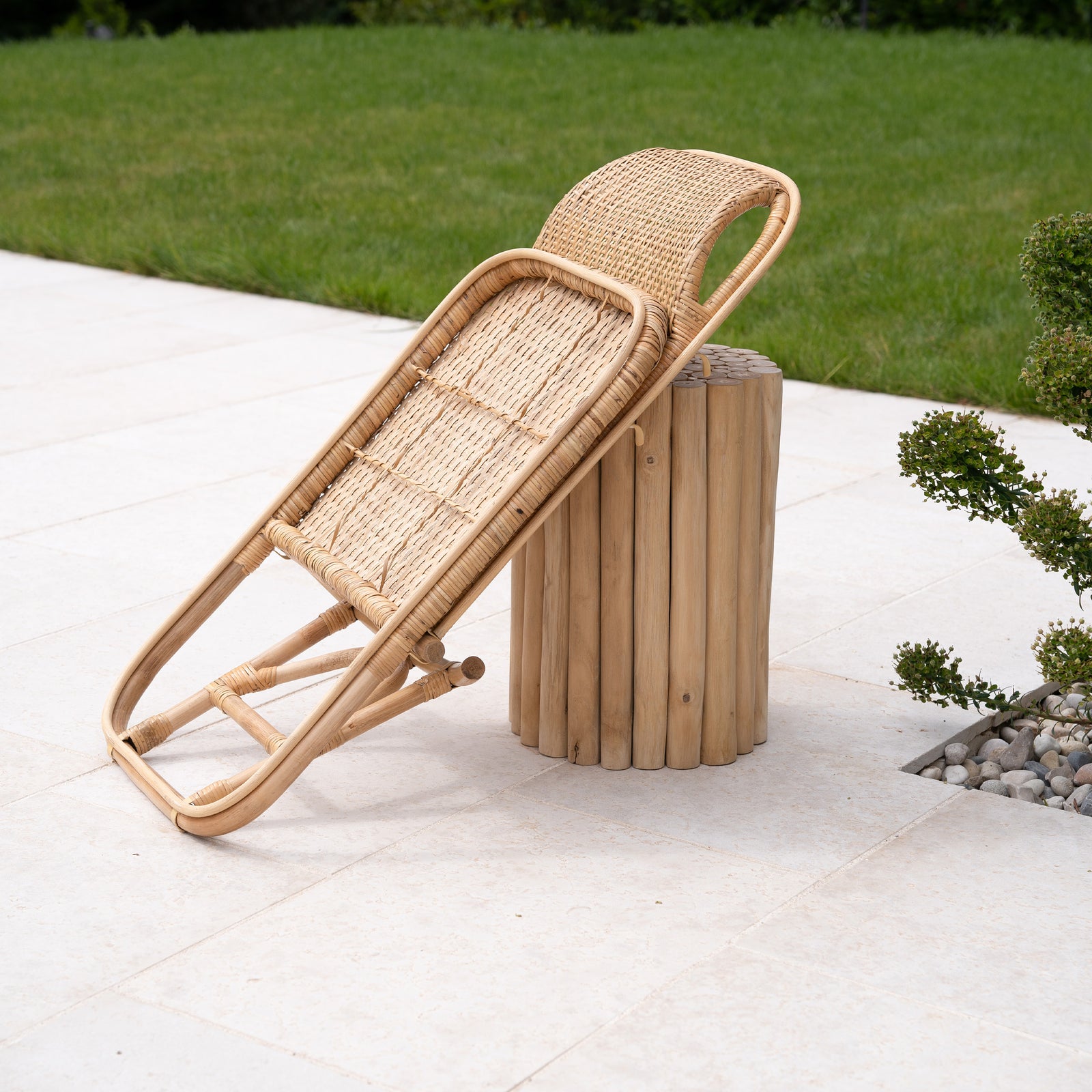 chaise de plage pliable favignana en rotin
