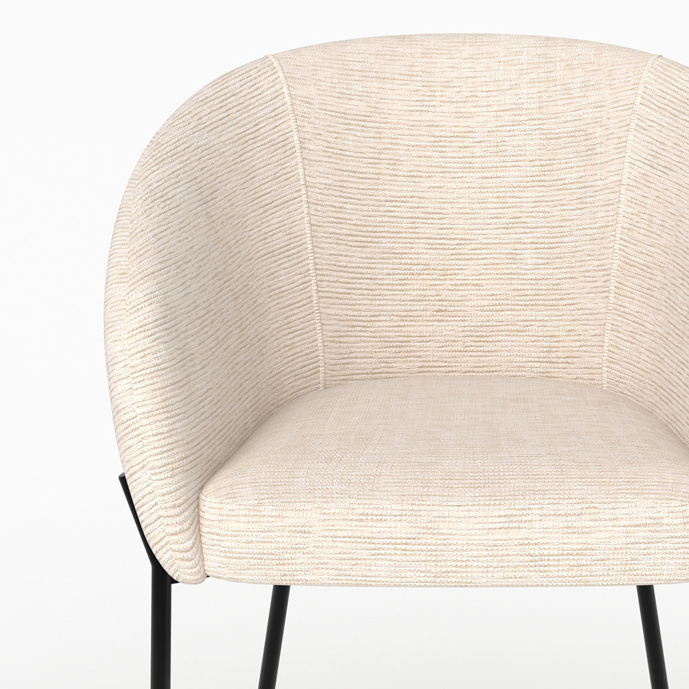 Chaise Andy en tissu blanc chiné