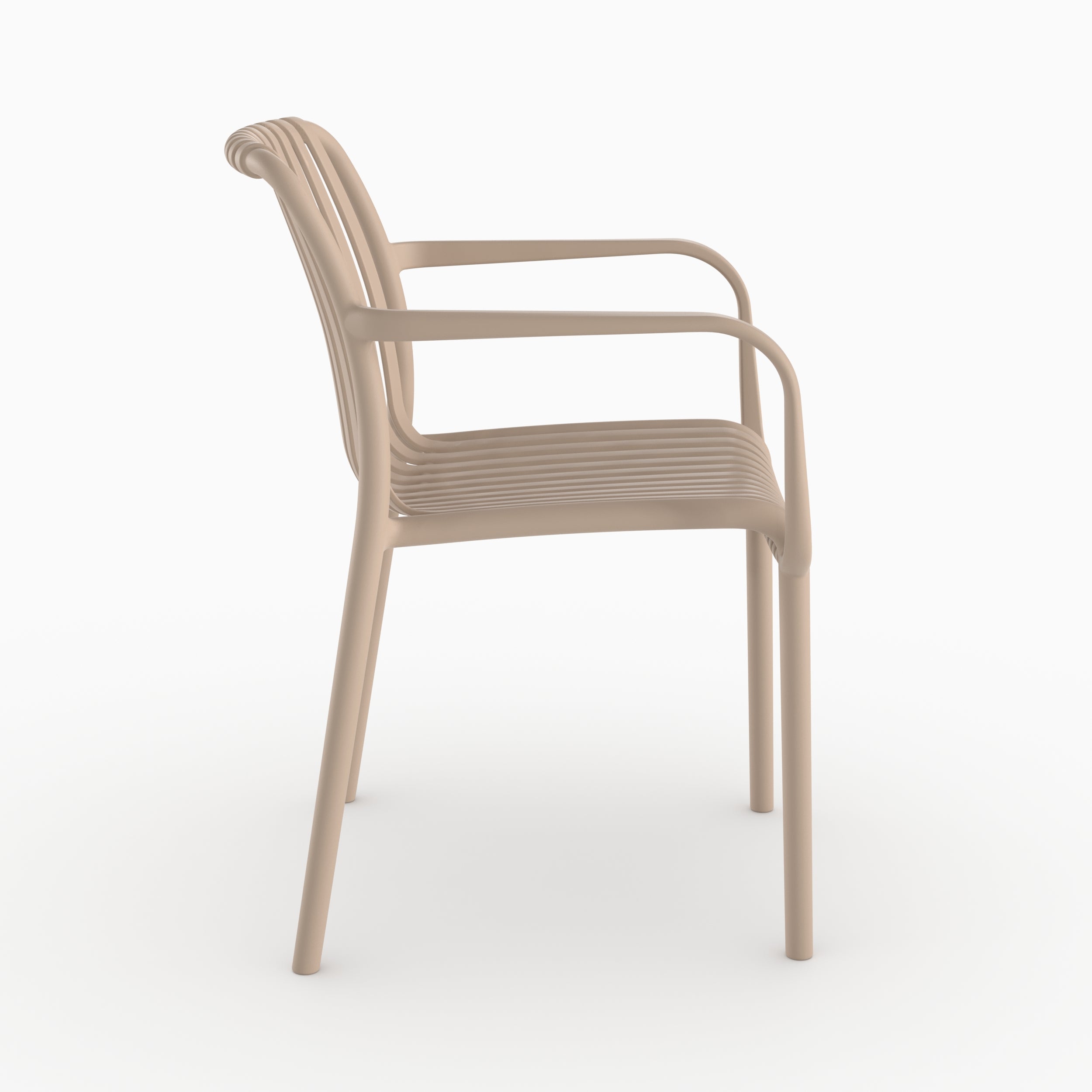 Lot de 2 chaises de jardin empilables Ivy en plastique avec accoudoirs beige