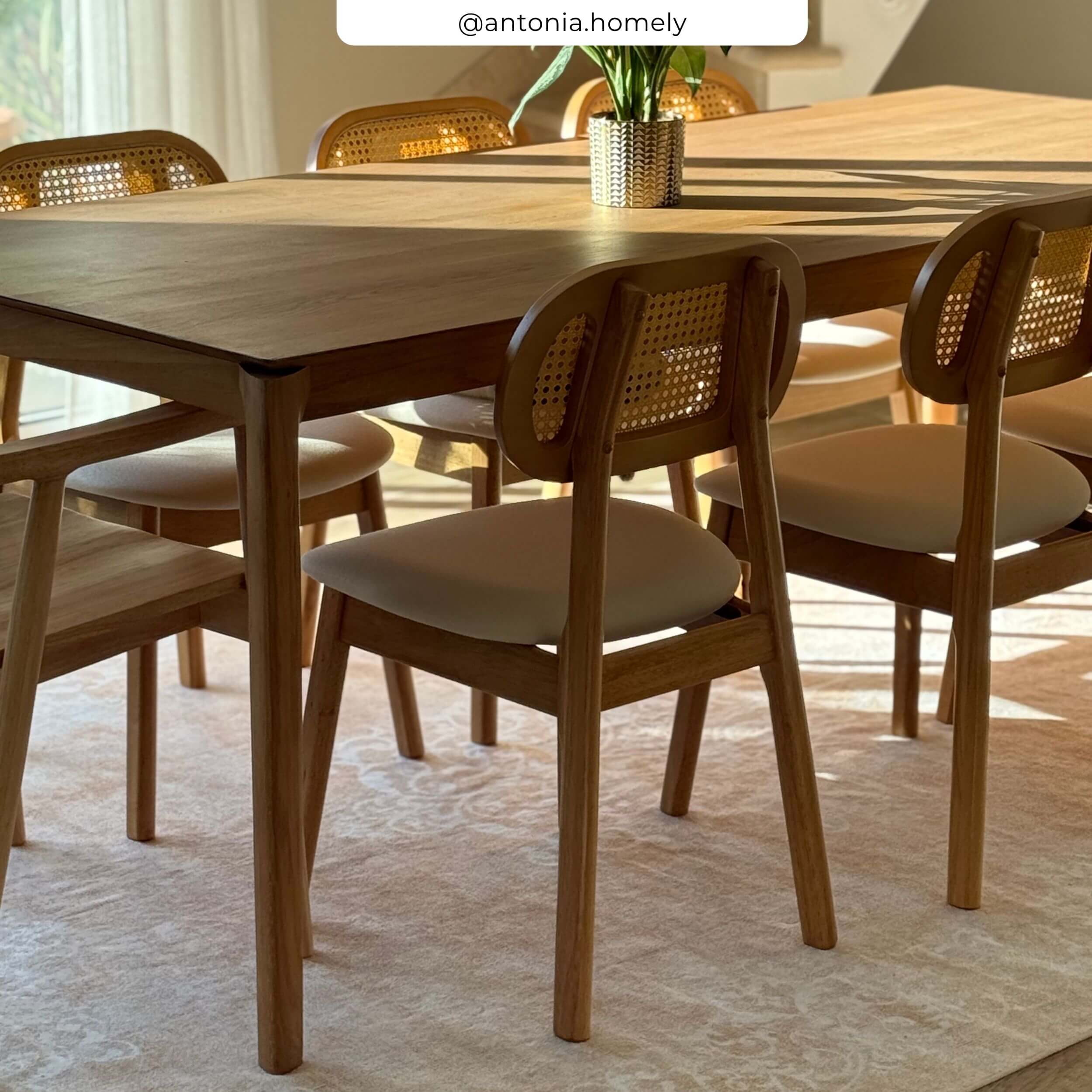 Silla Maria de madera clara y ratán (lote de 2)