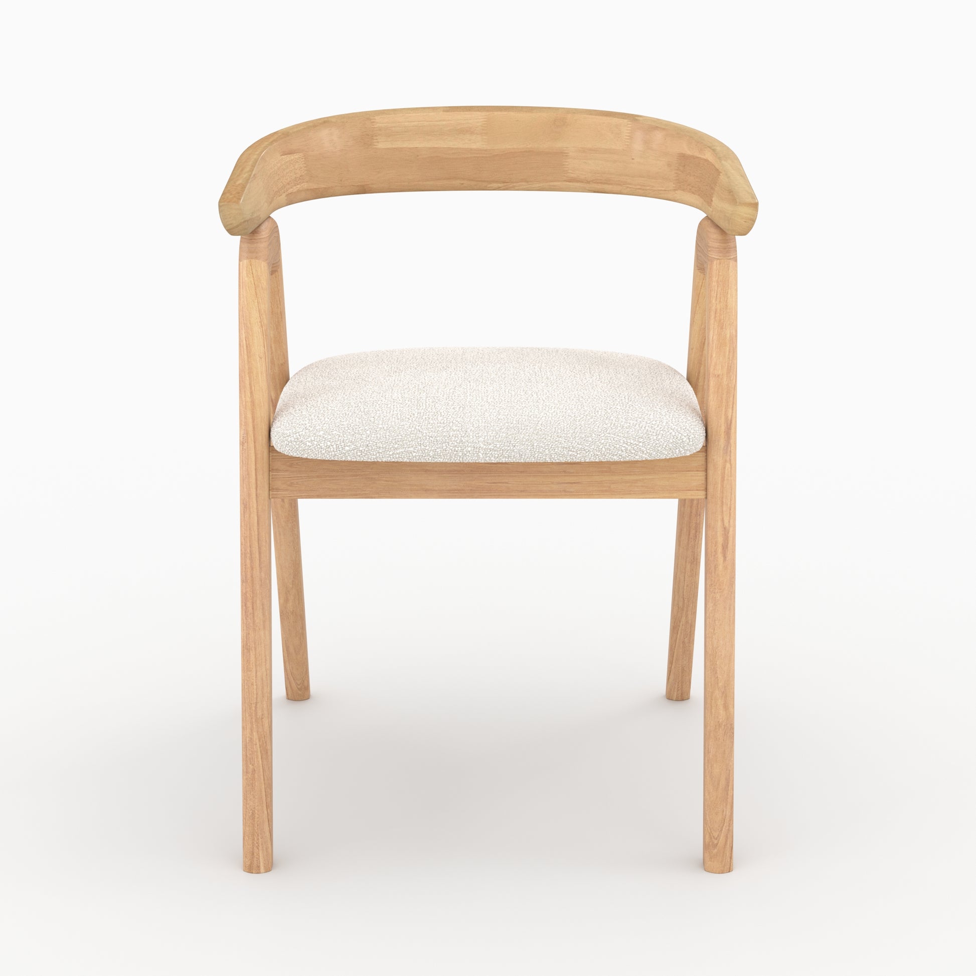 chaise en bois d hevea clair et tissu boucle creme hawa