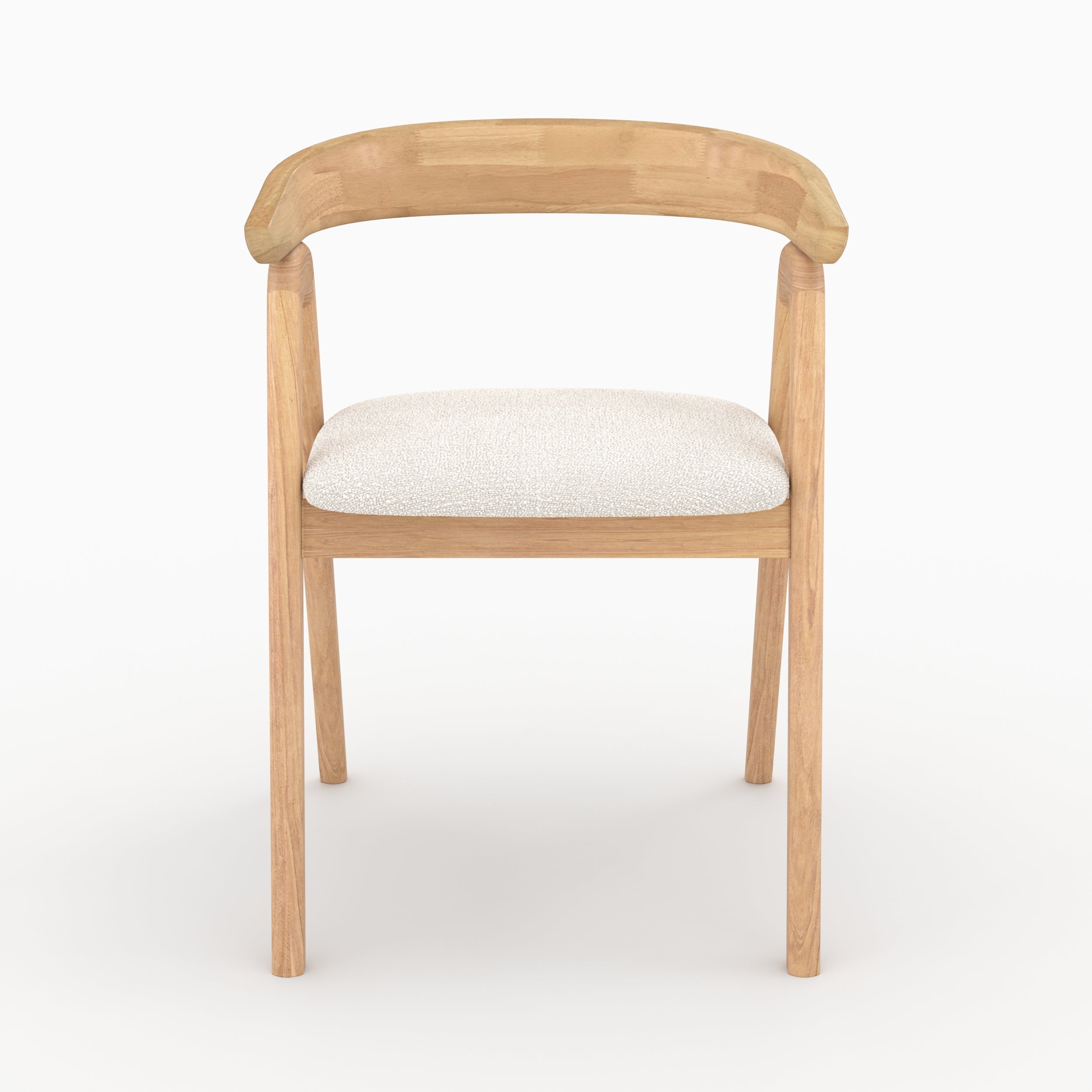 chaise en bois d hevea clair et tissu boucle creme hawa