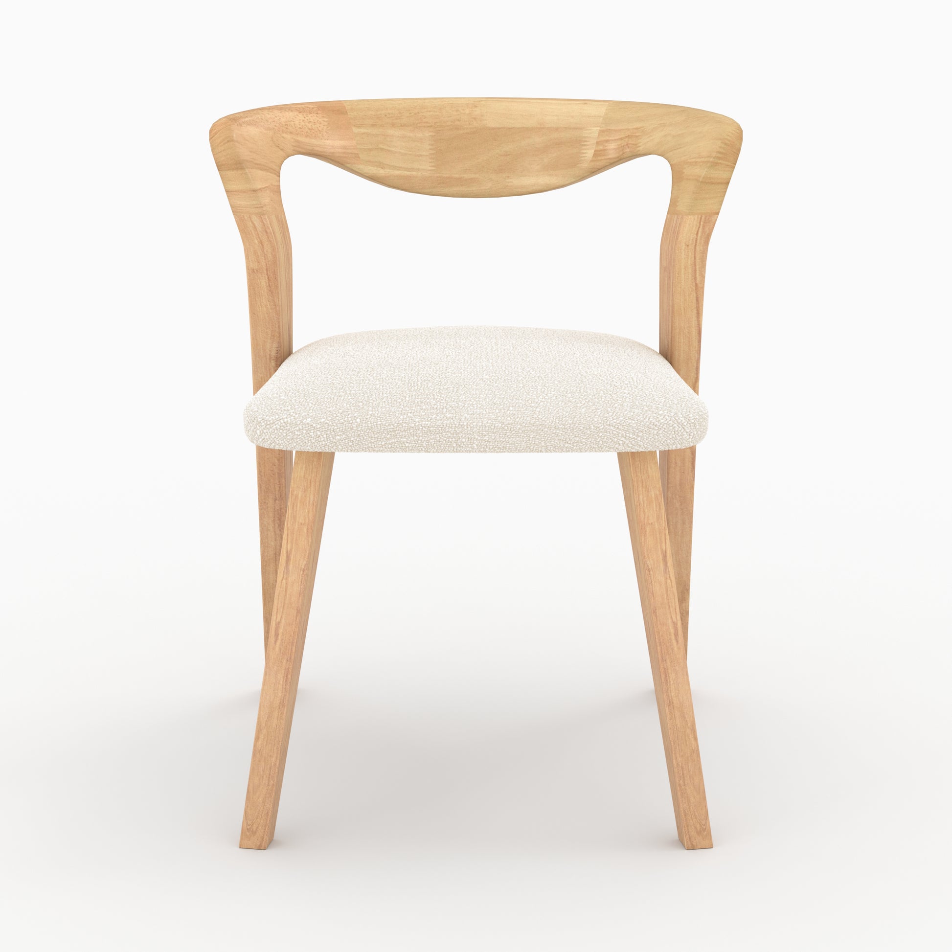 chaise en bois d hevea clair et tissu boucle creme vega