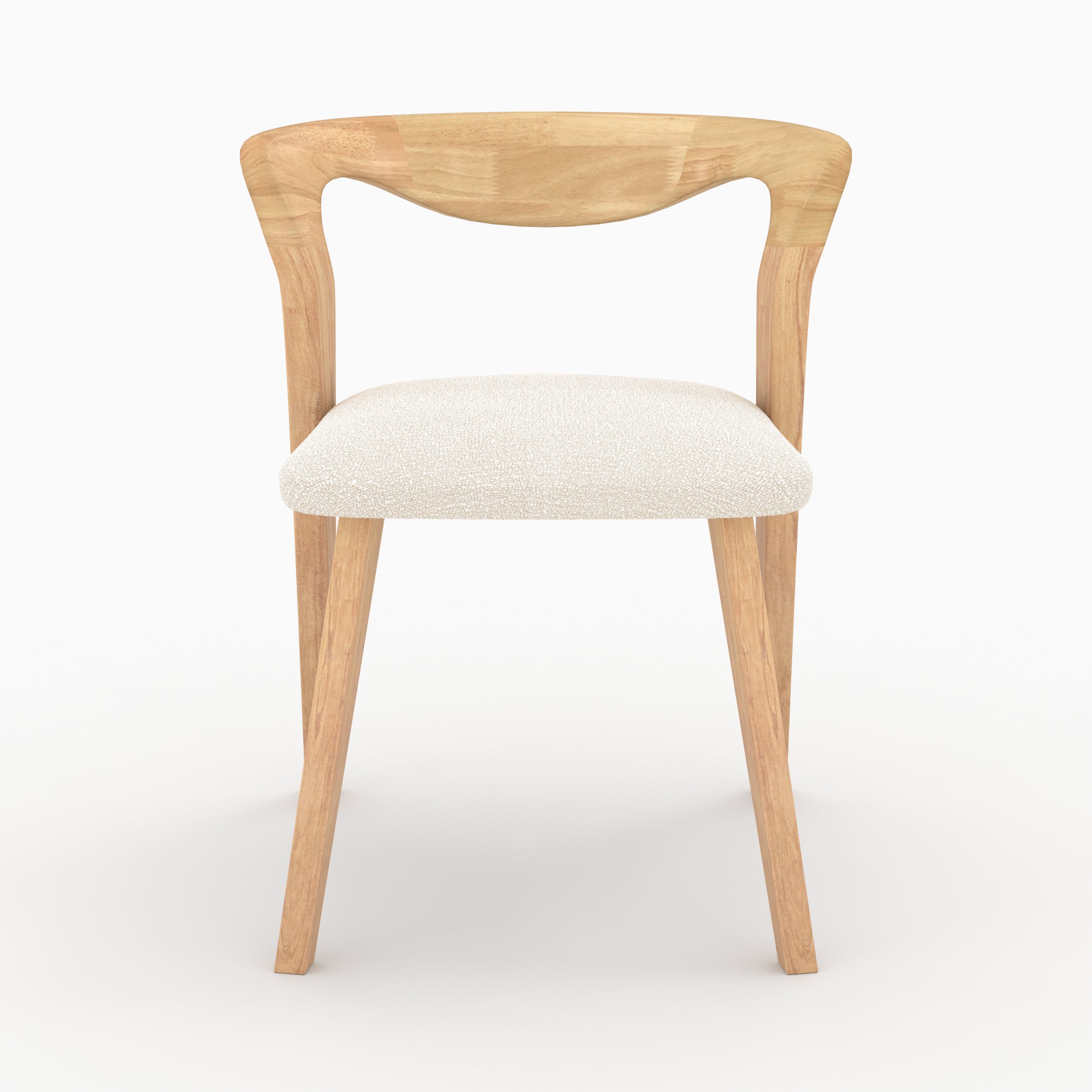 chaise en bois d hevea clair et tissu boucle creme vega