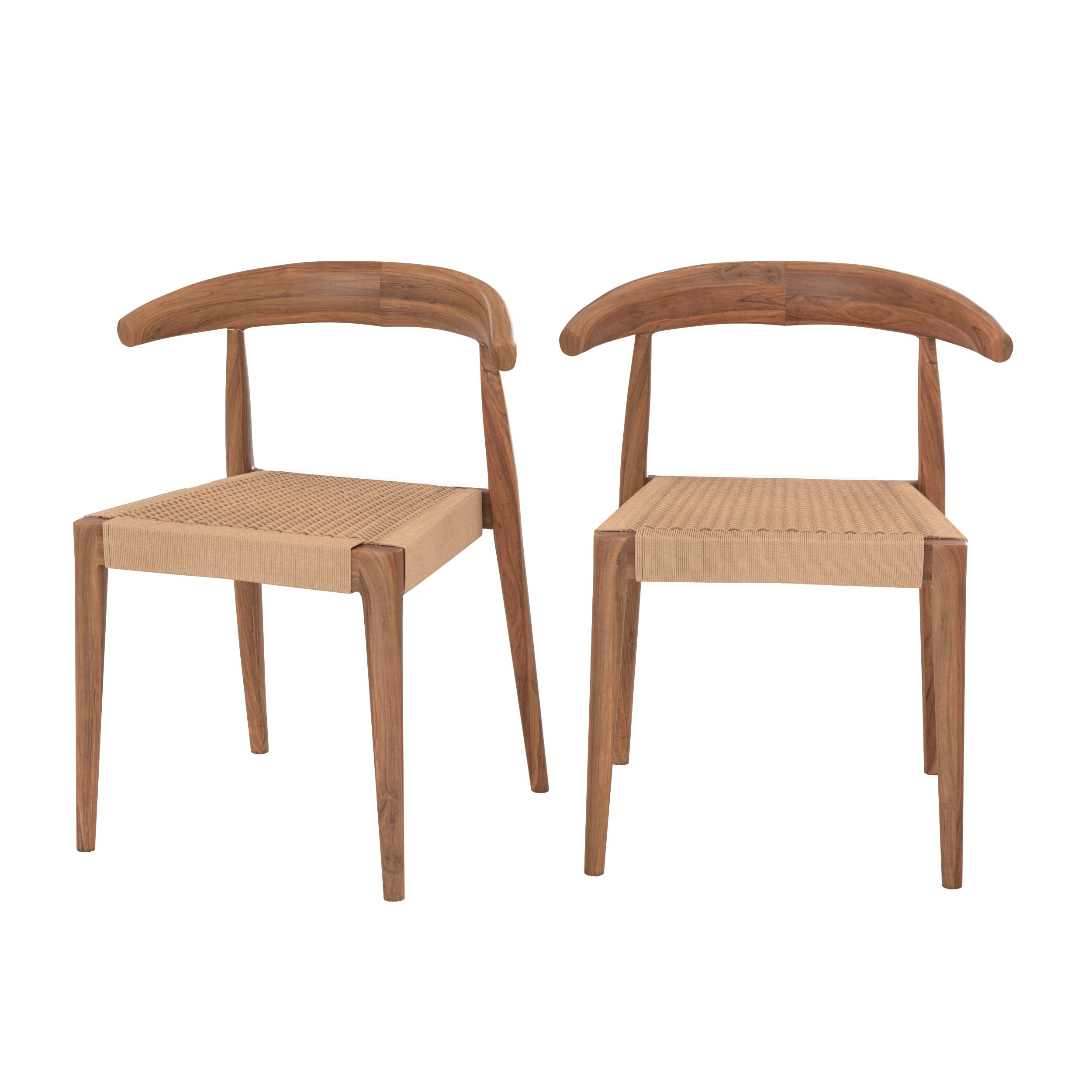 chaise en bois de teck cordage et type loom alia lot de 2 fond blanc