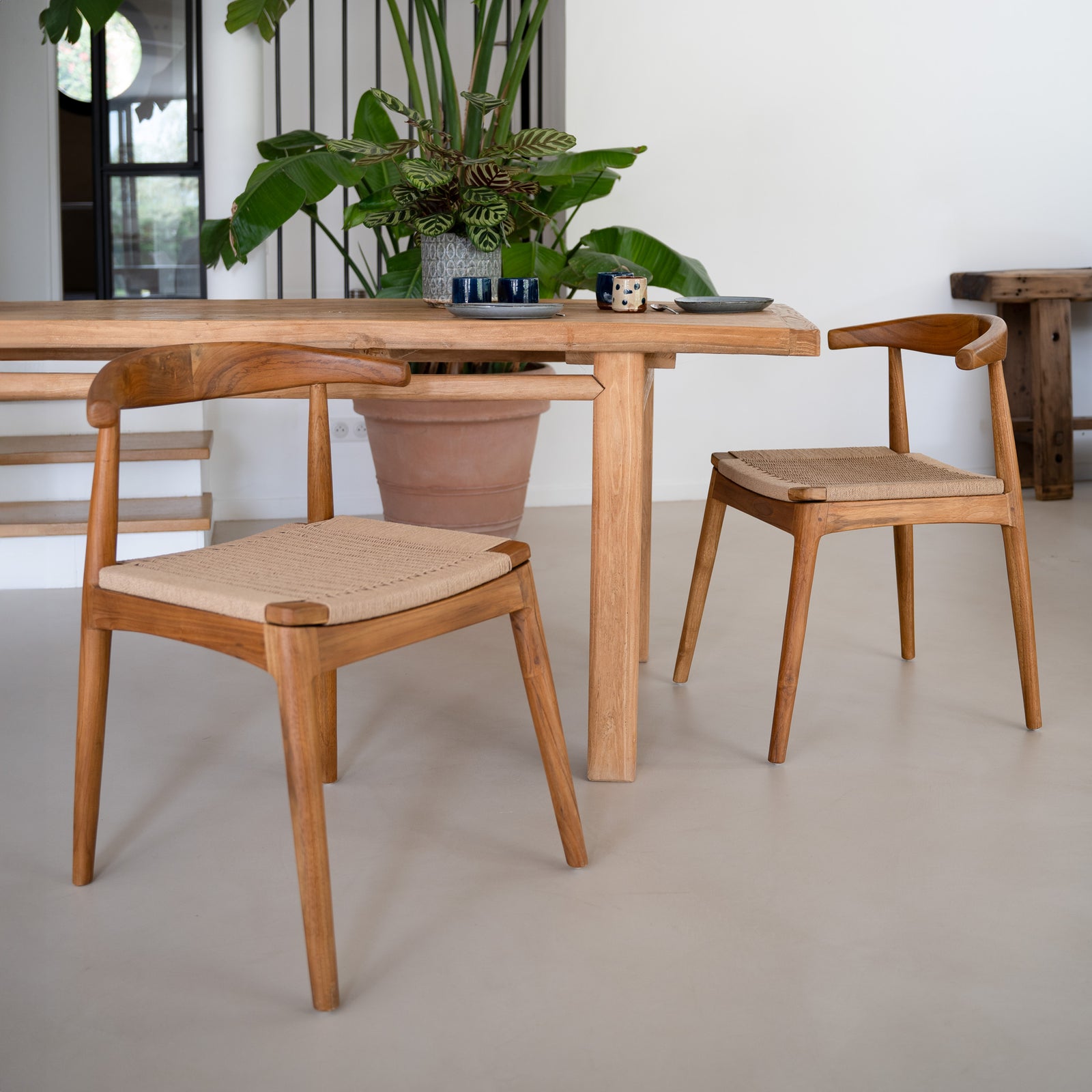 chaise en bois de teck cordage type loom vendue a l unite