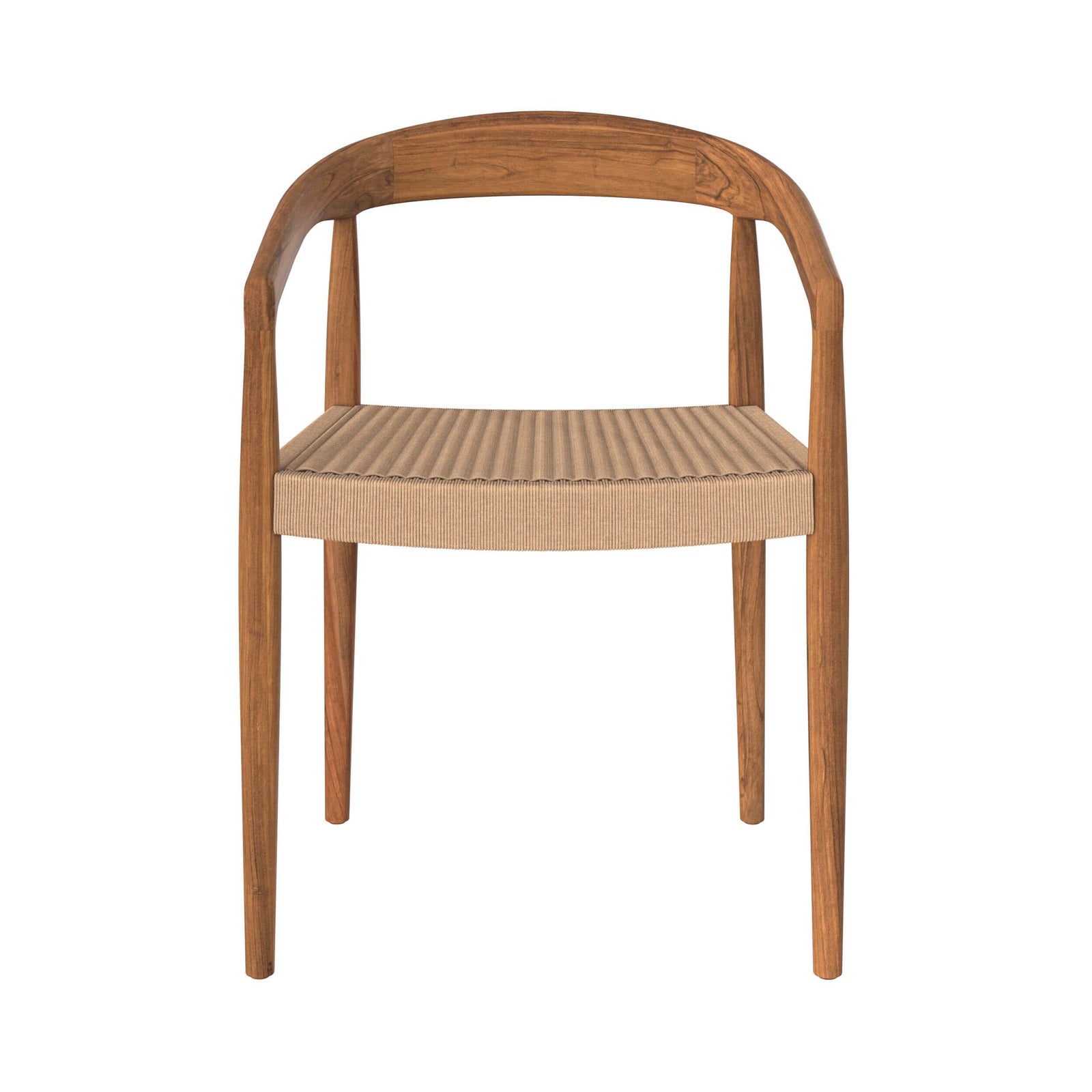 chaise en bois de teck et corde synthetique avec accoudoirs bali