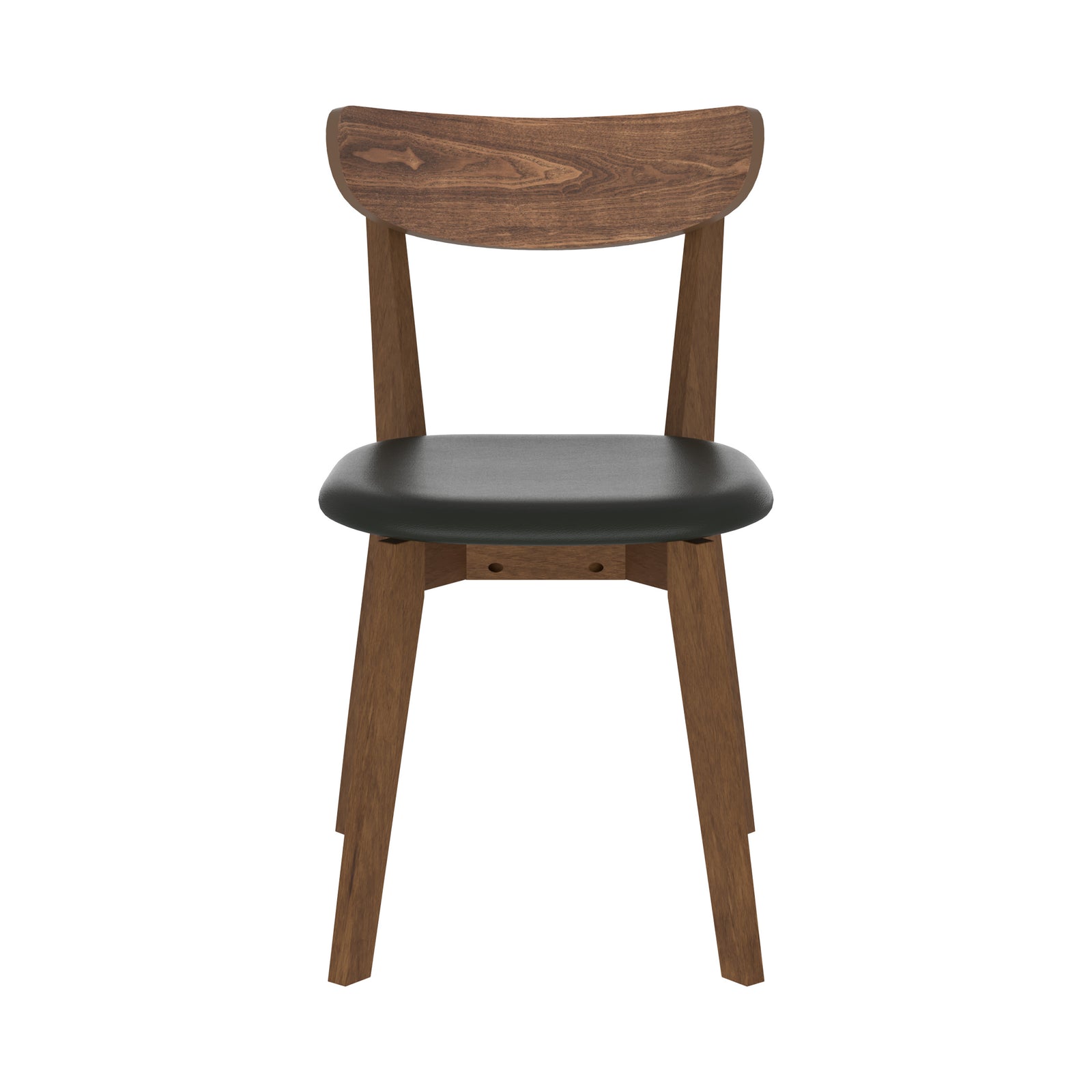 chaise en bois fonce tabata cuir synthetique noir