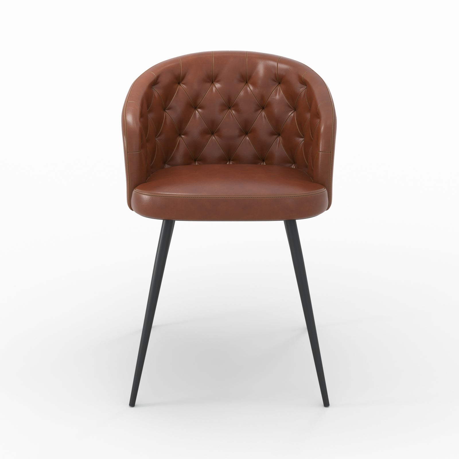 chaise en cuir marron et pieds en metal