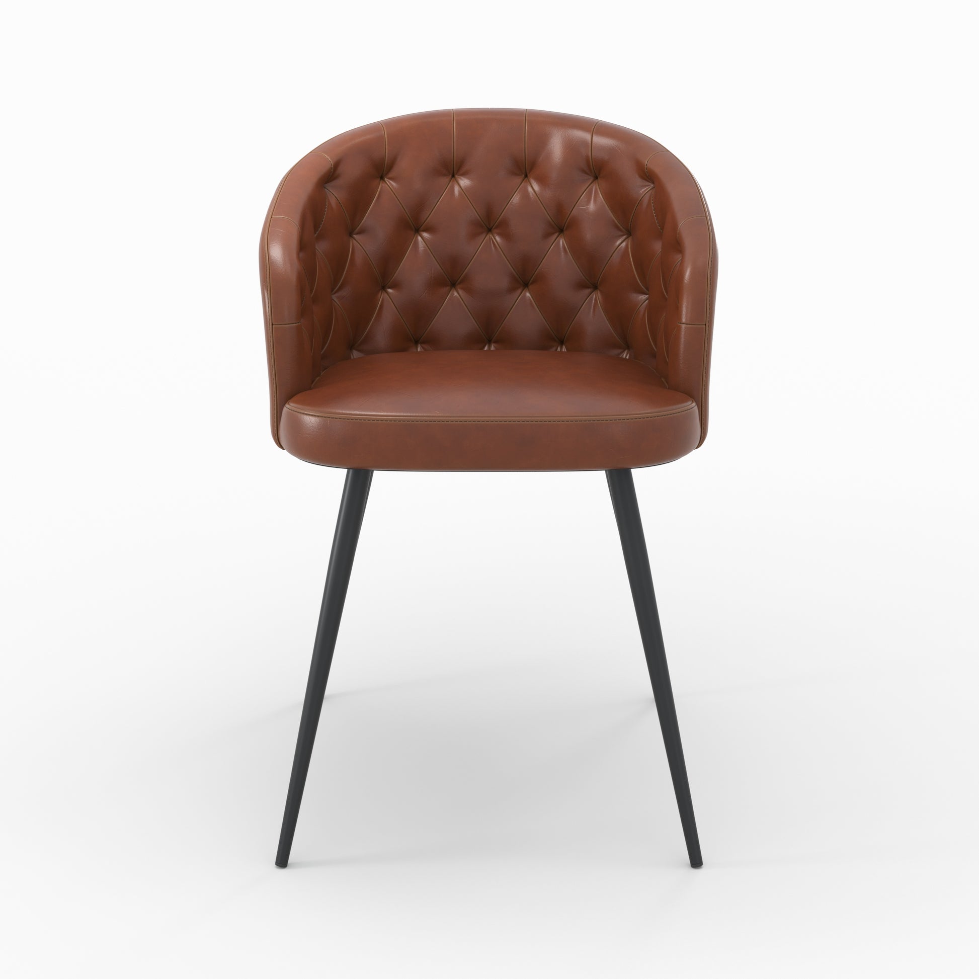 chaise en cuir marron et pieds en metal