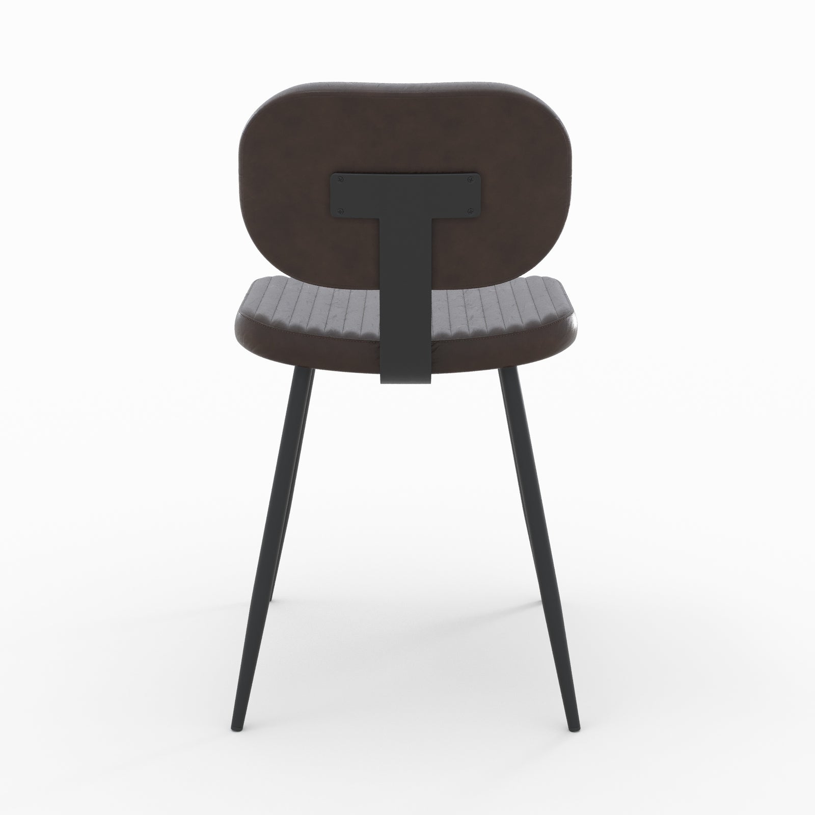 chaise en cuir marron lot 2 pieds noirs clovis